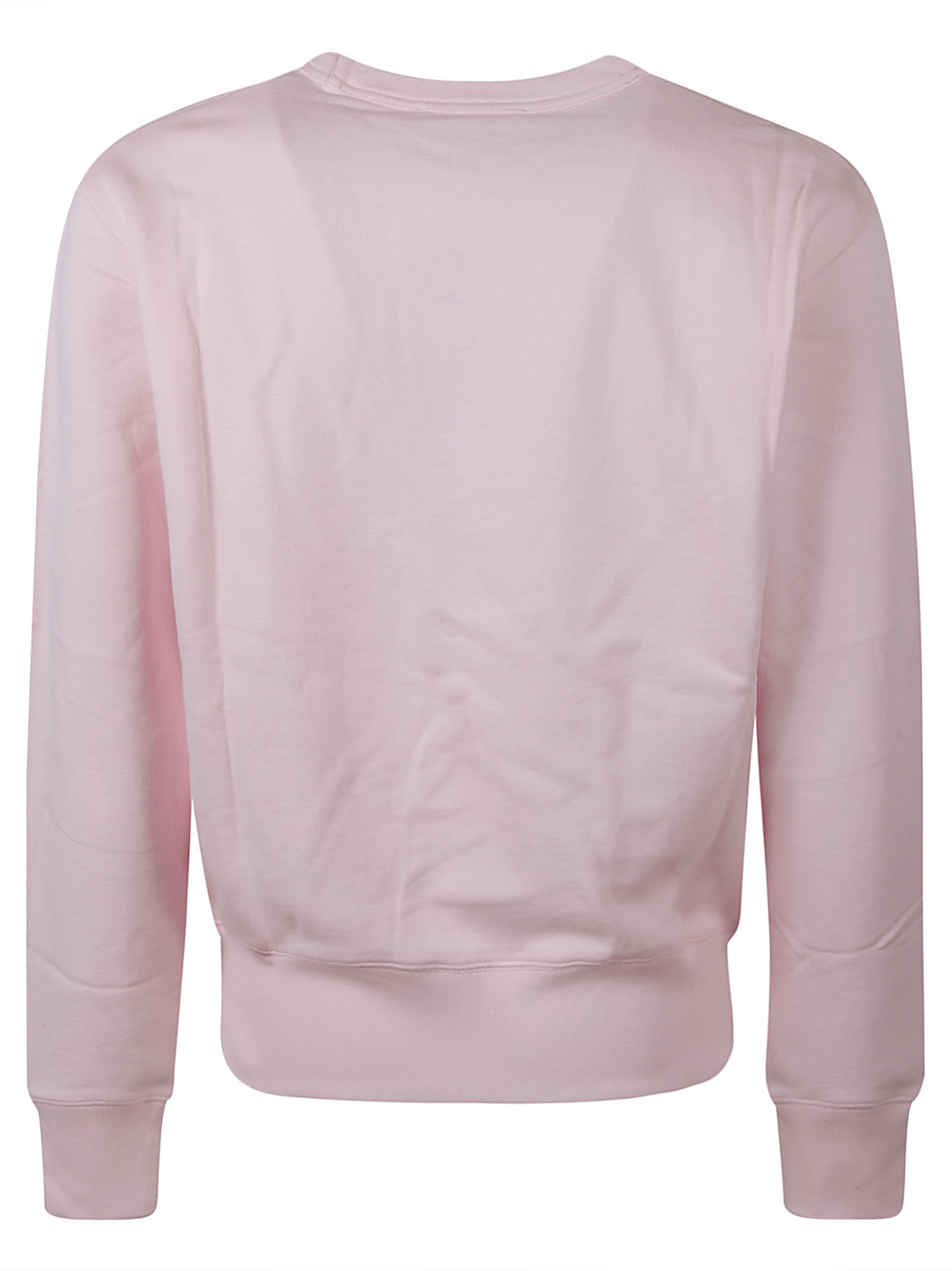 Shop Acne Studios Logo Patch Ribbed Sweatshirt In Pink