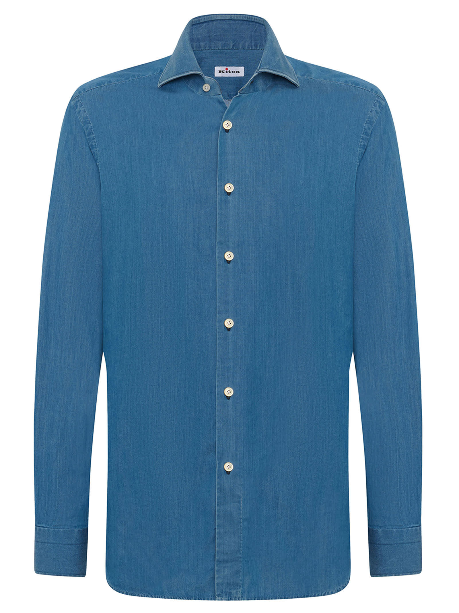 Shop Kiton Shirt Cotton In Blue