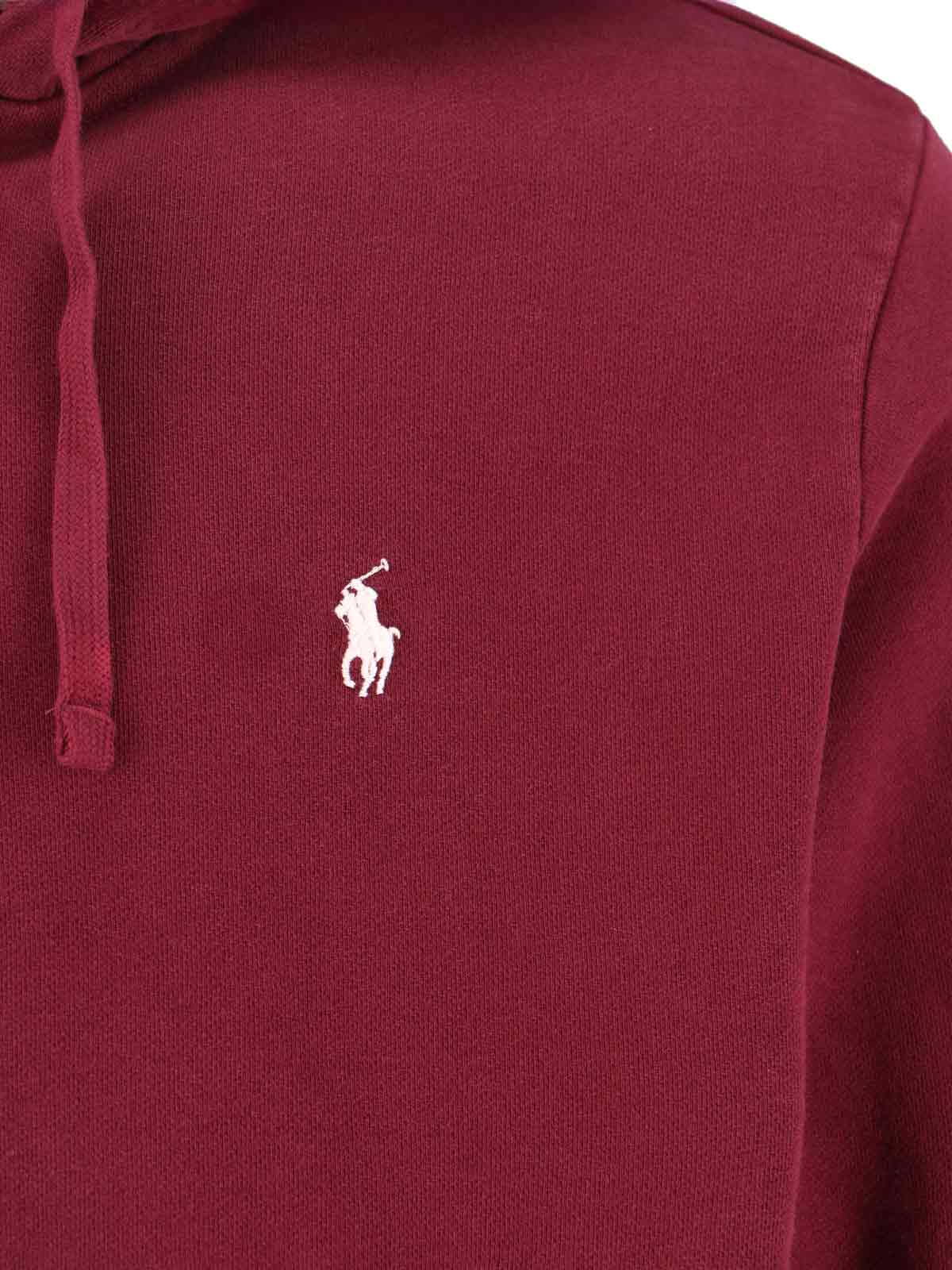 Polo Ralph Lauren Bordeaux Sweatshirt With Drawstring Hood And Pony Embroidery On The Front In Red