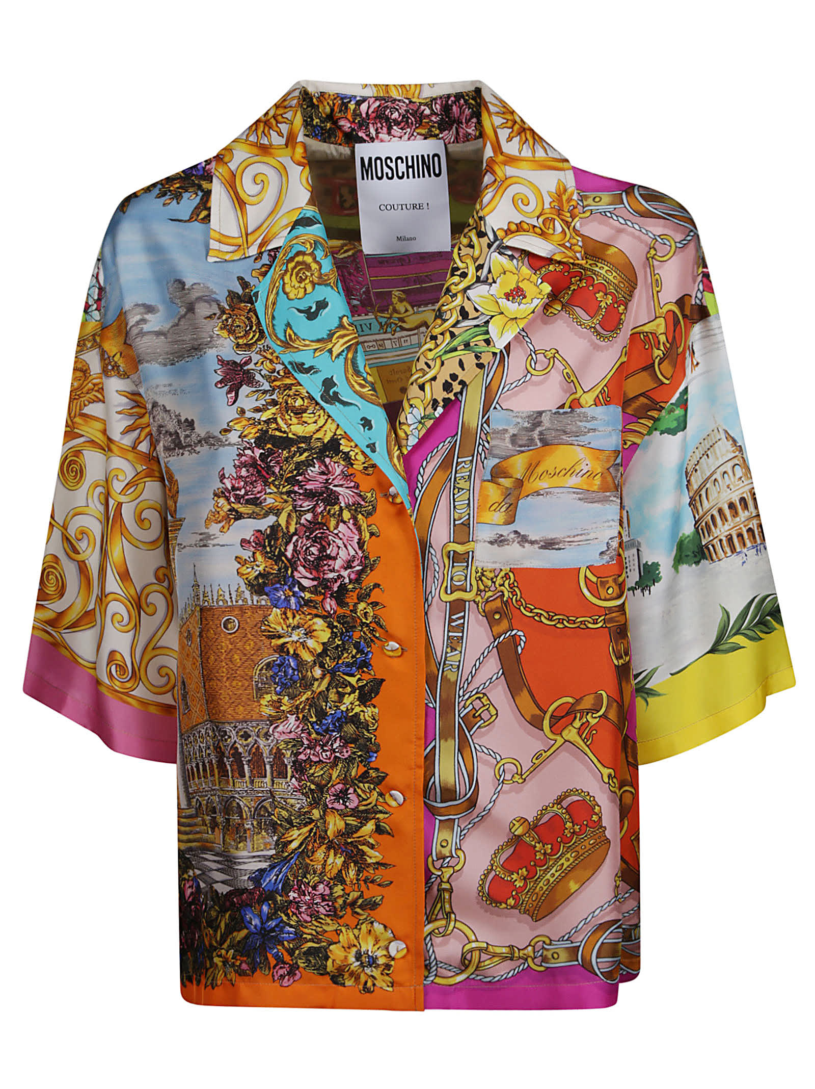 Moschino Oversized Printed Shirt In Multicolor