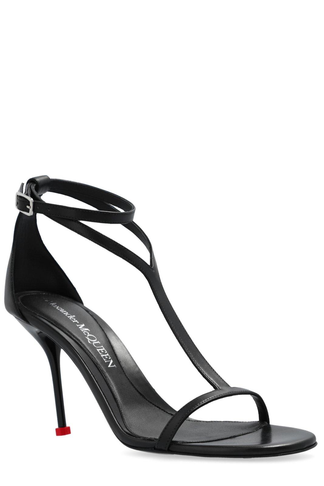 Shop Alexander Mcqueen Harness Ankle Strap Sandals In Black