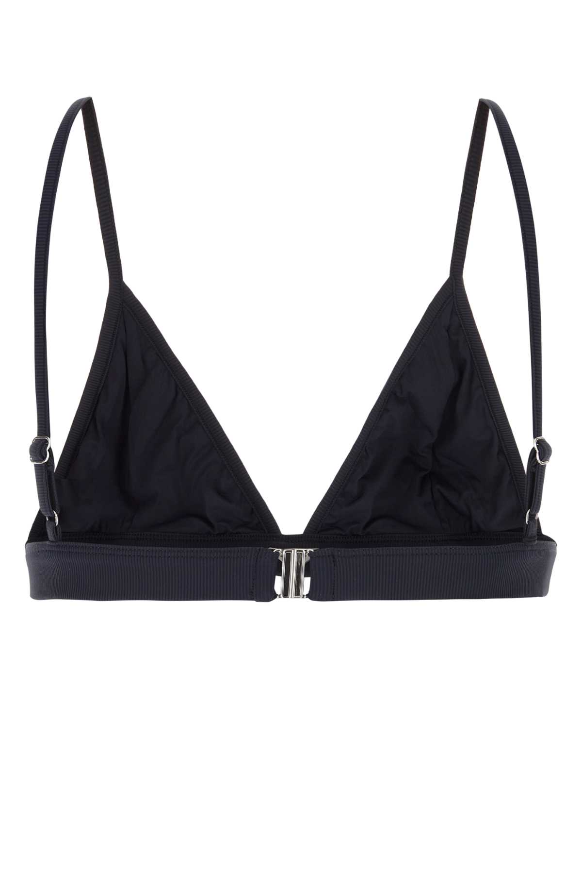 Shop Prada Navy Blue Stretch Nylon Bikini Top In Bleu