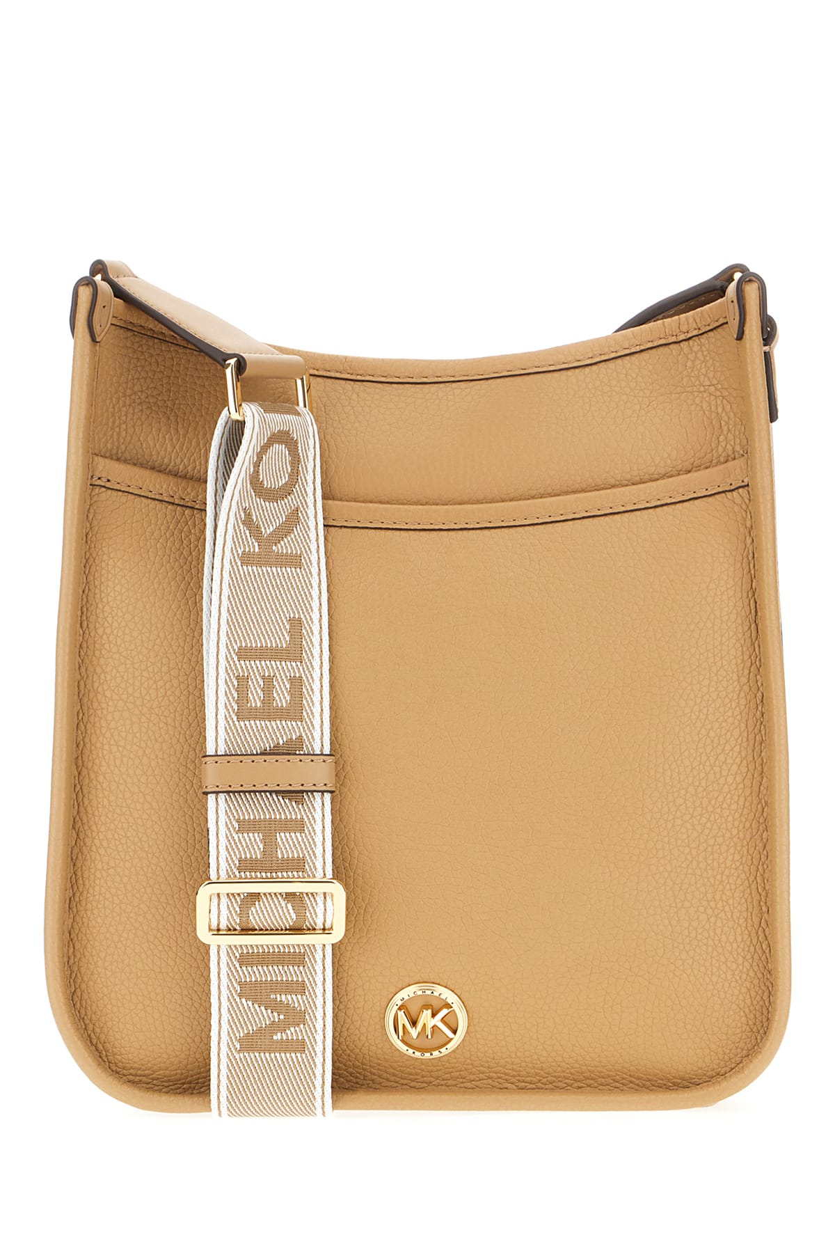 Michael Kors Cappuccino Leather Raven Crossbody Bag In Camel