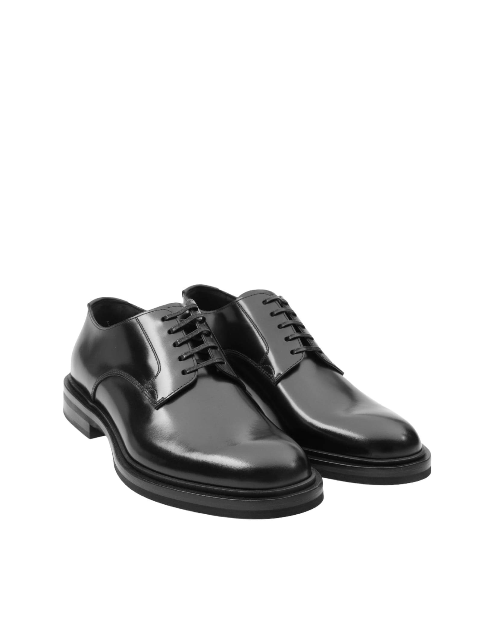 Shop Dolce & Gabbana Derby In Black Brushed Calfskin