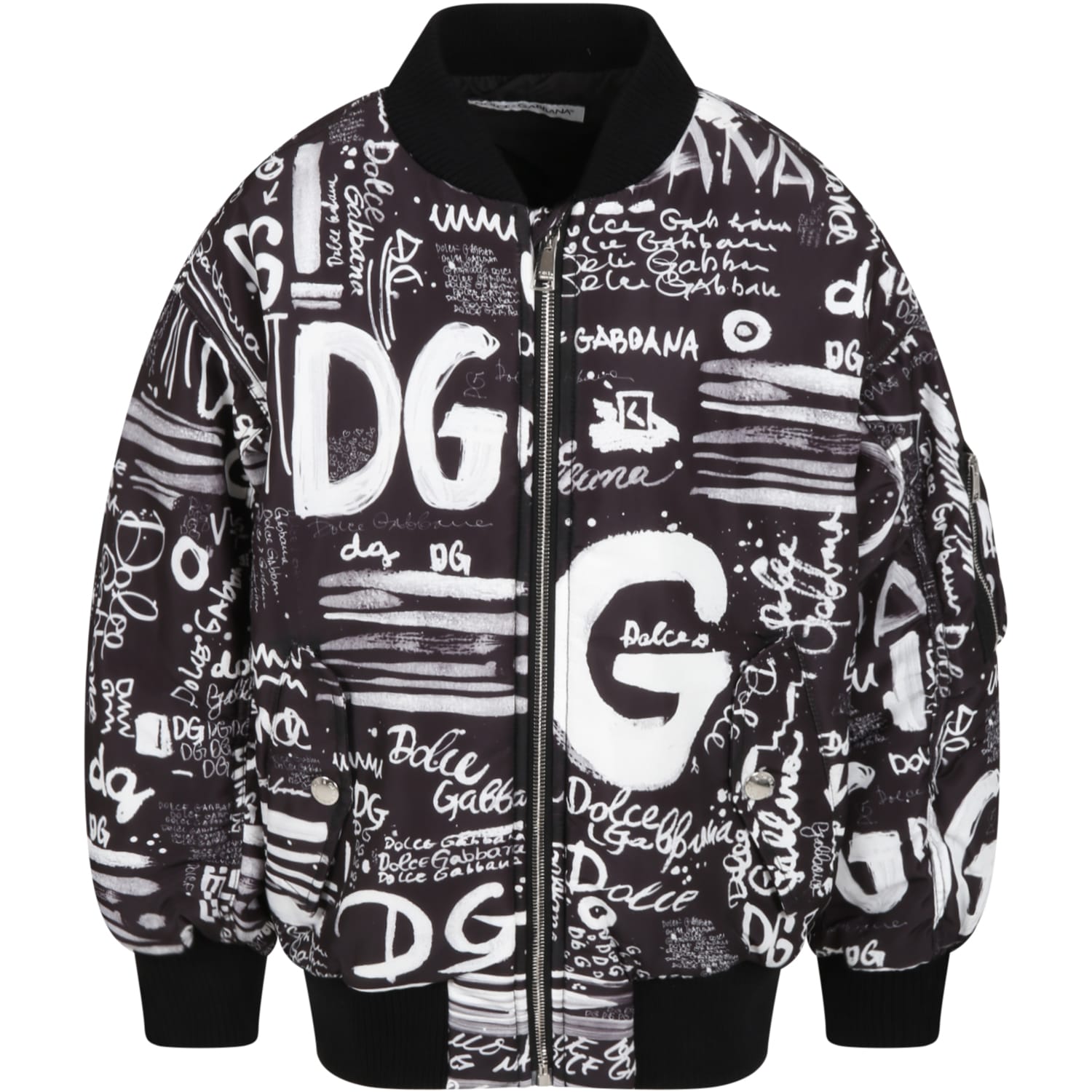 Dolce & Gabbana Black Jacket For Boy With Logos