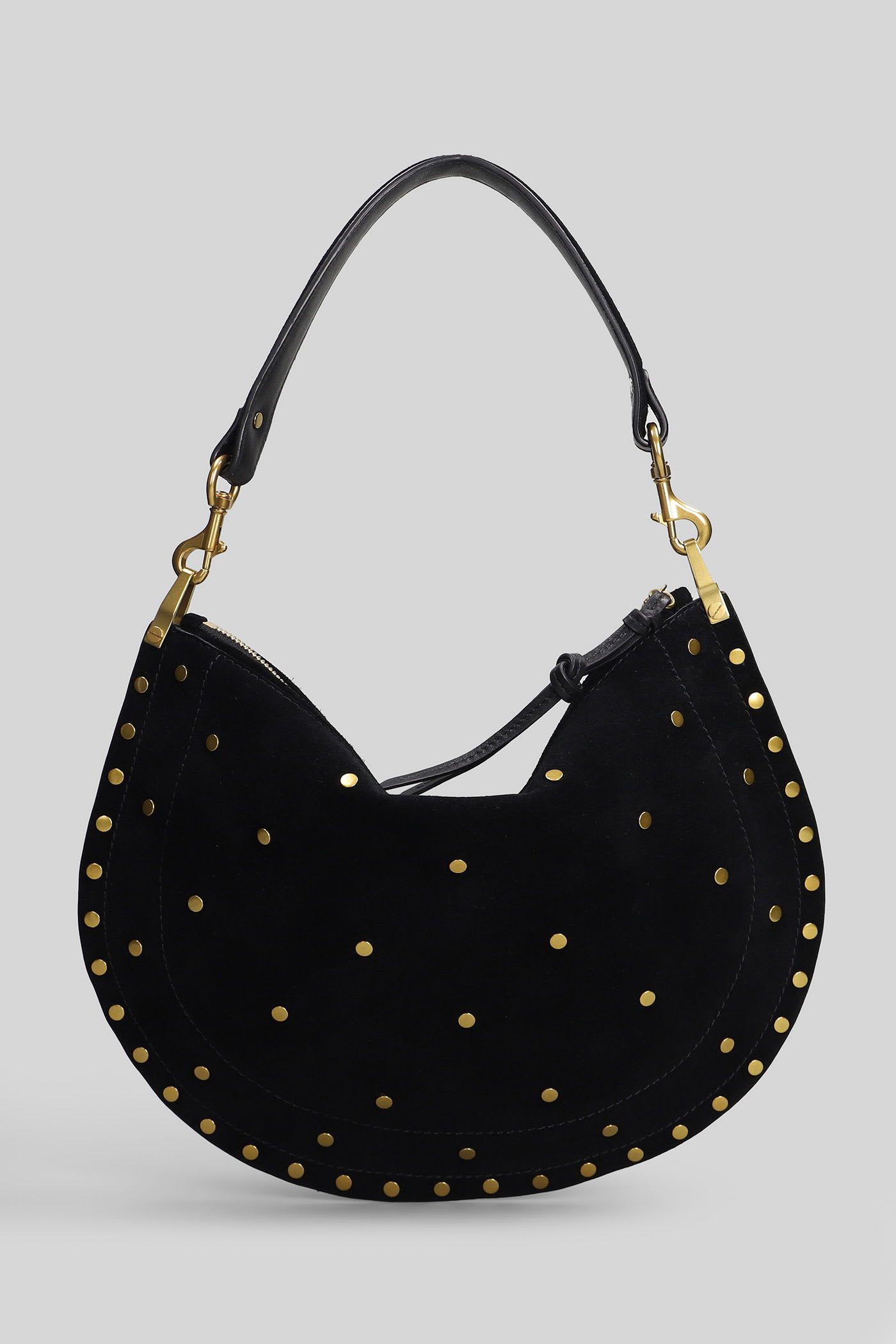 Isabel Marant Oskan Soft Zip Shoulder Bag In Black Suede In Black