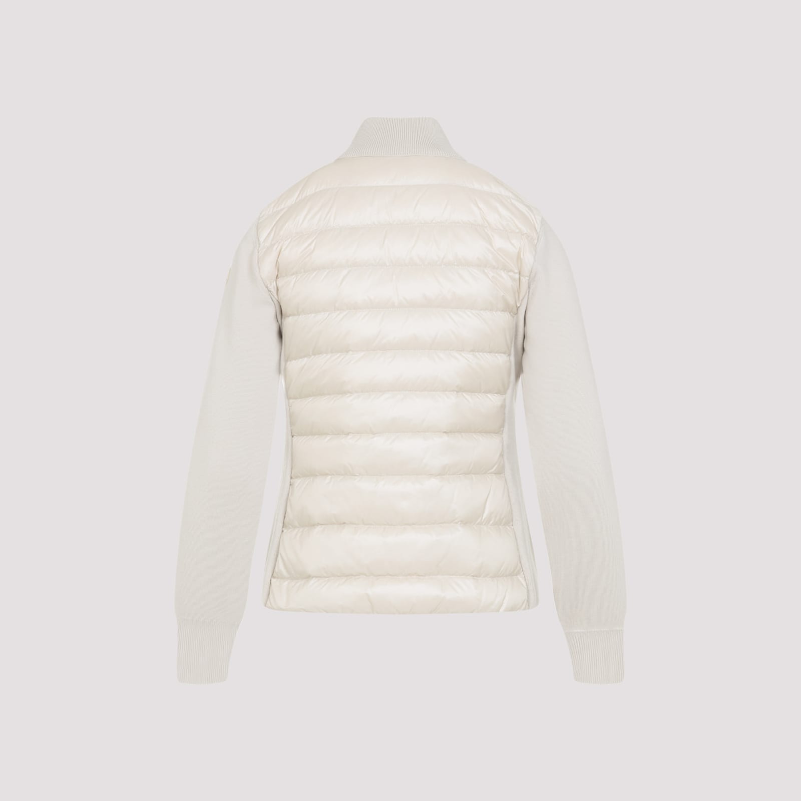 Moncler Quilted Tech Fabric Cardigan Pockets In Neutral