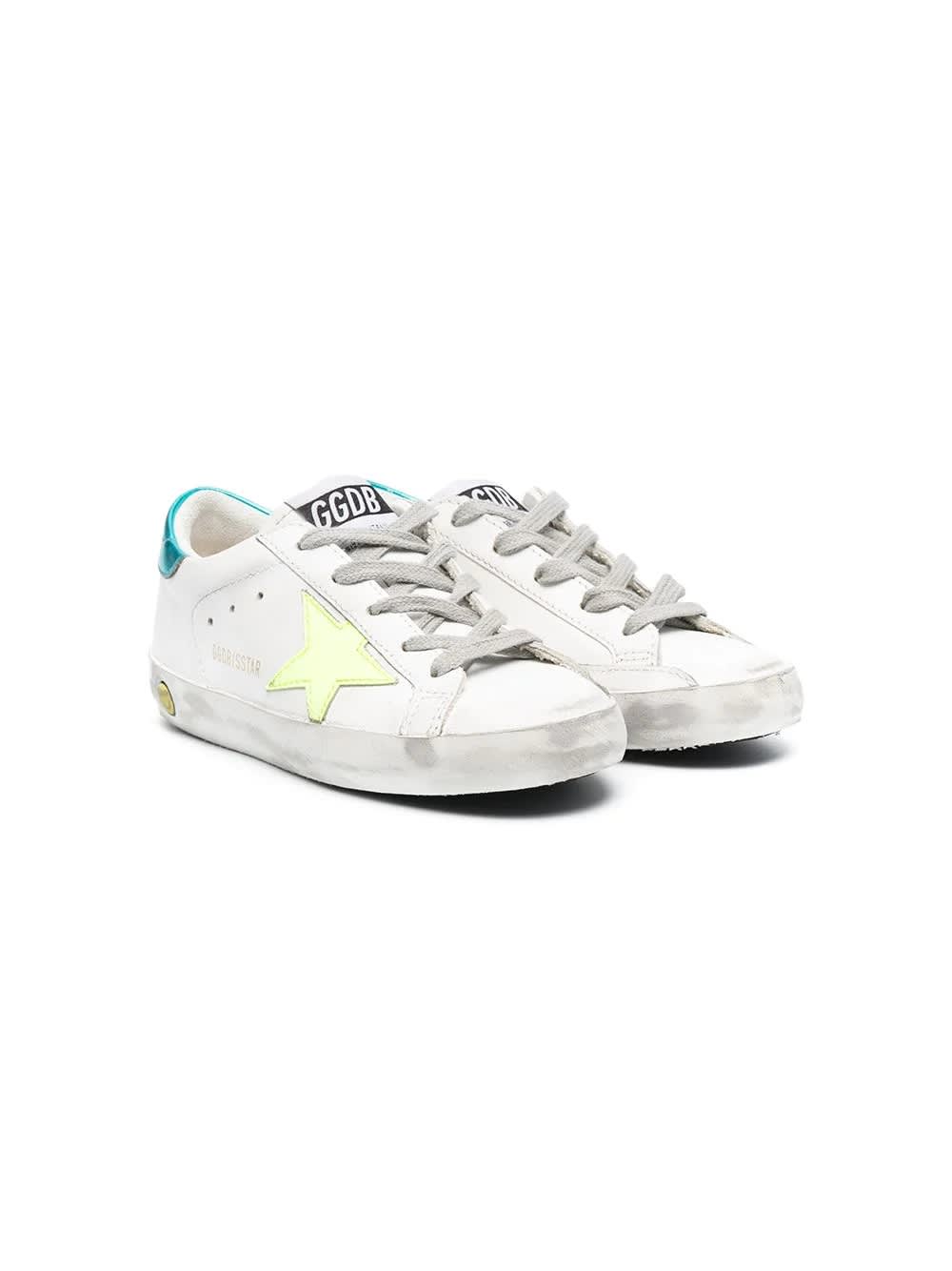 Buy Golden Goose Yellow Retro Turquoise Star Sneakers online, shop Golden Goose shoes with free shipping