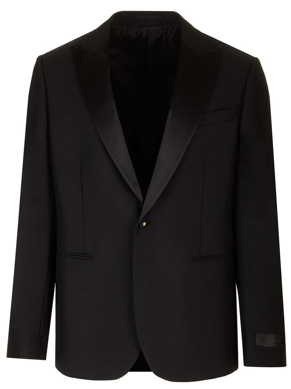 Shop Versace Single-breasted Tailored Blazer In Black