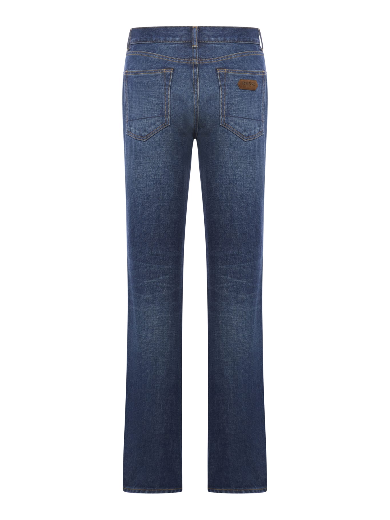 Shop Tom Ford Stone Washed Denim Straight Pants In Mid Blue