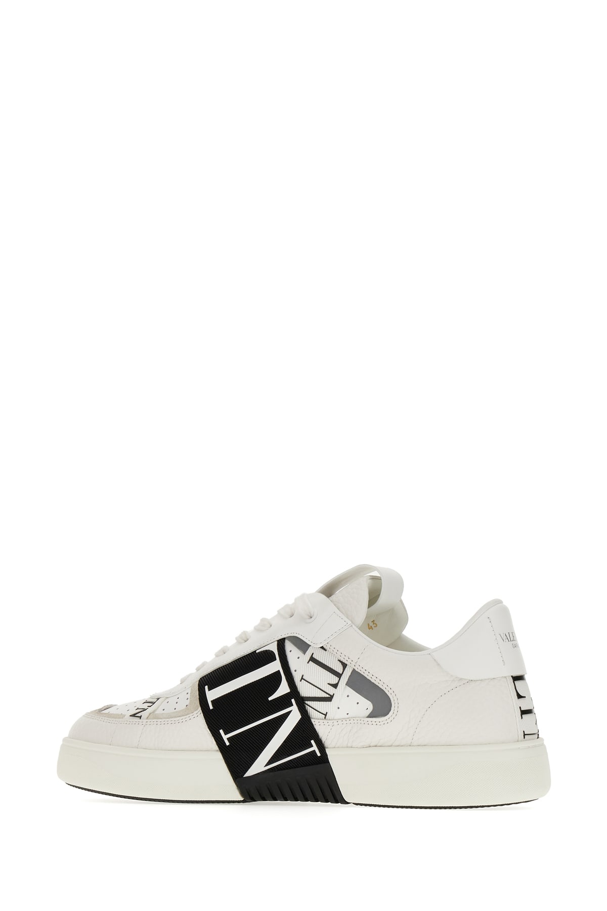 Shop Valentino White Leather Vltn Sneakers In Nero Bianco