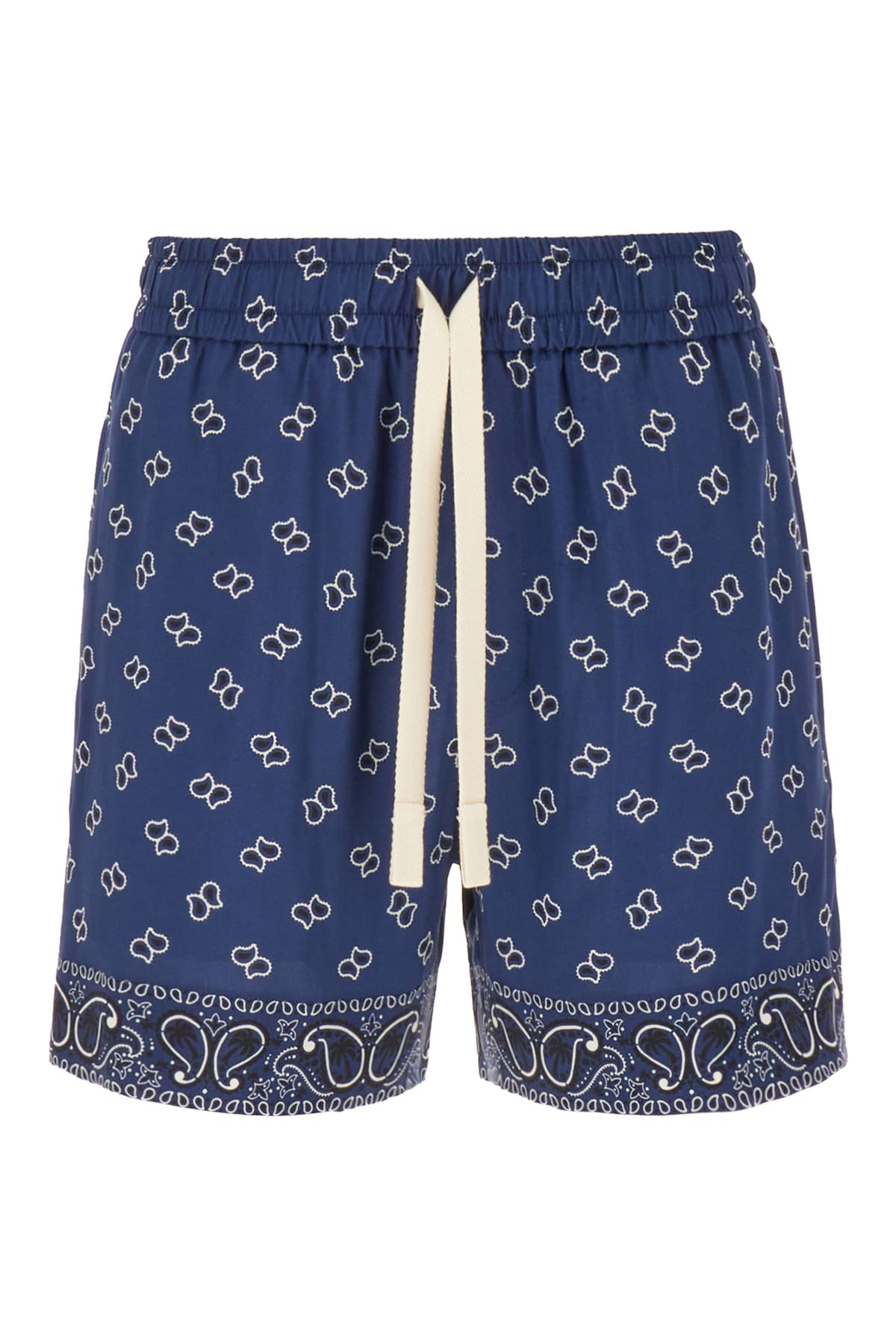 Palm Angels Printed Viscose Bermuda Short In Blue