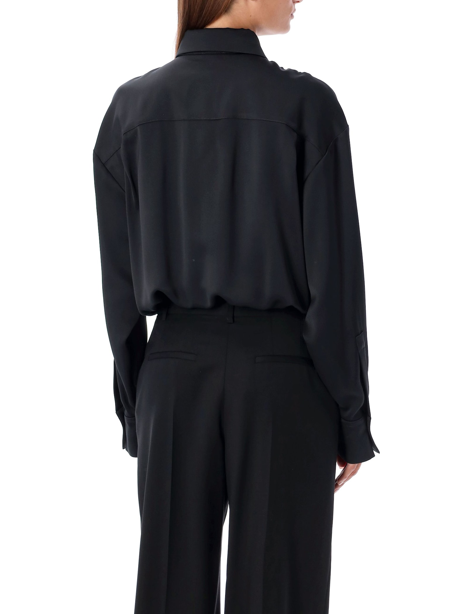 Shop Emporio Armani Silk Body Blouse In 999