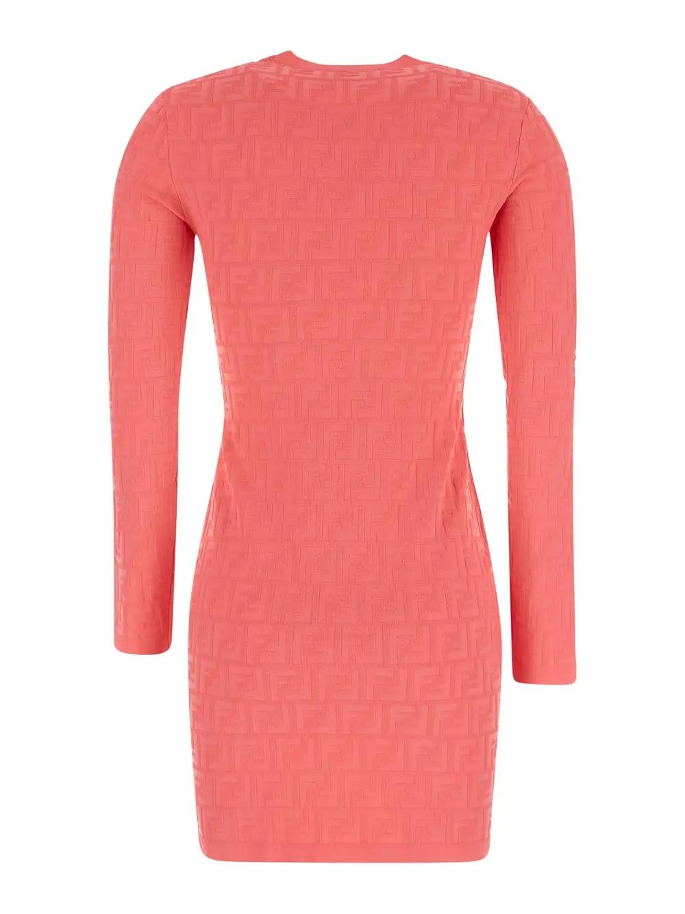 Shop Fendi Ff Jacquard Mini Dress In Pink