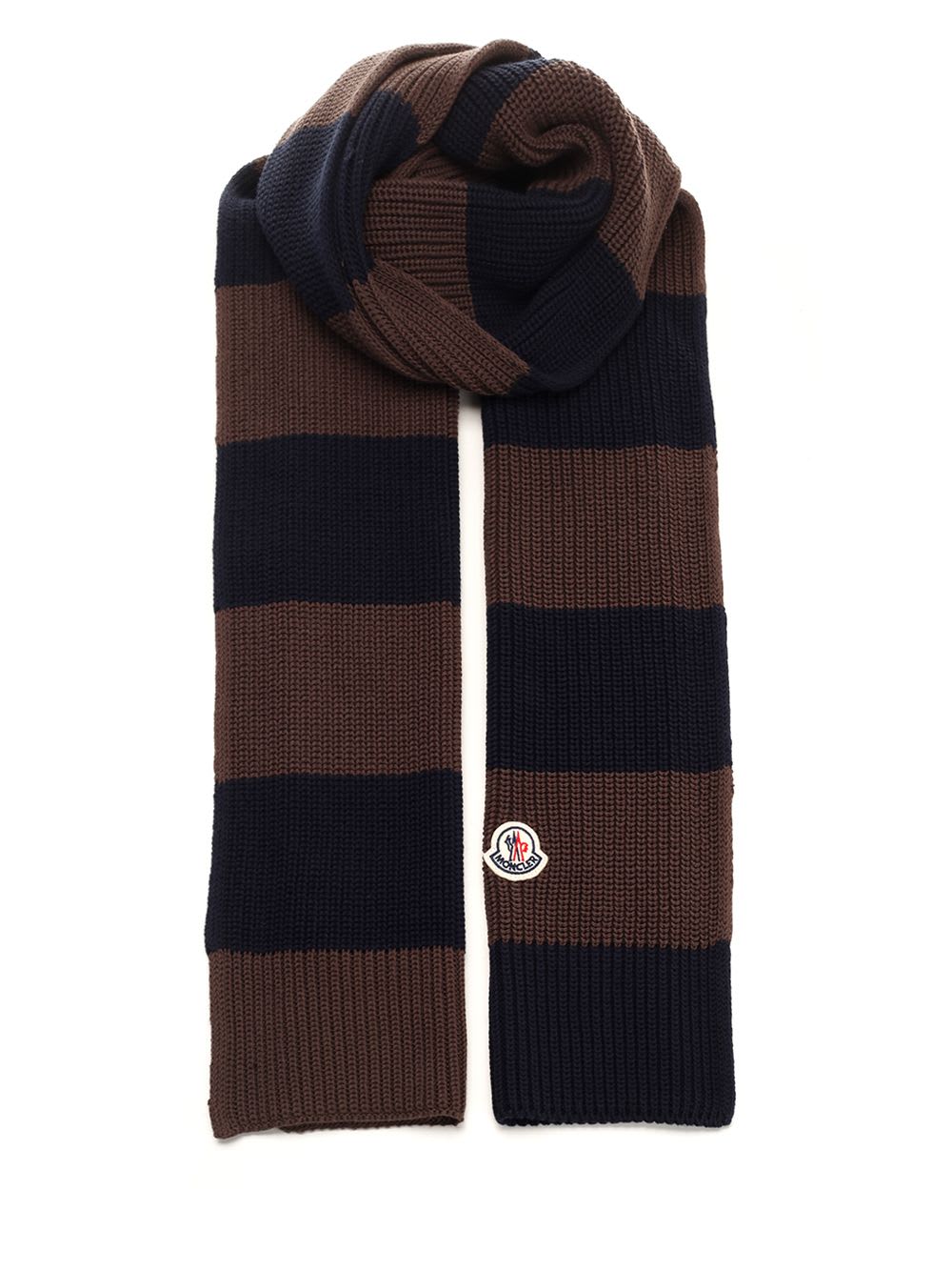 Shop Moncler Striped Cotton Scarf In Black