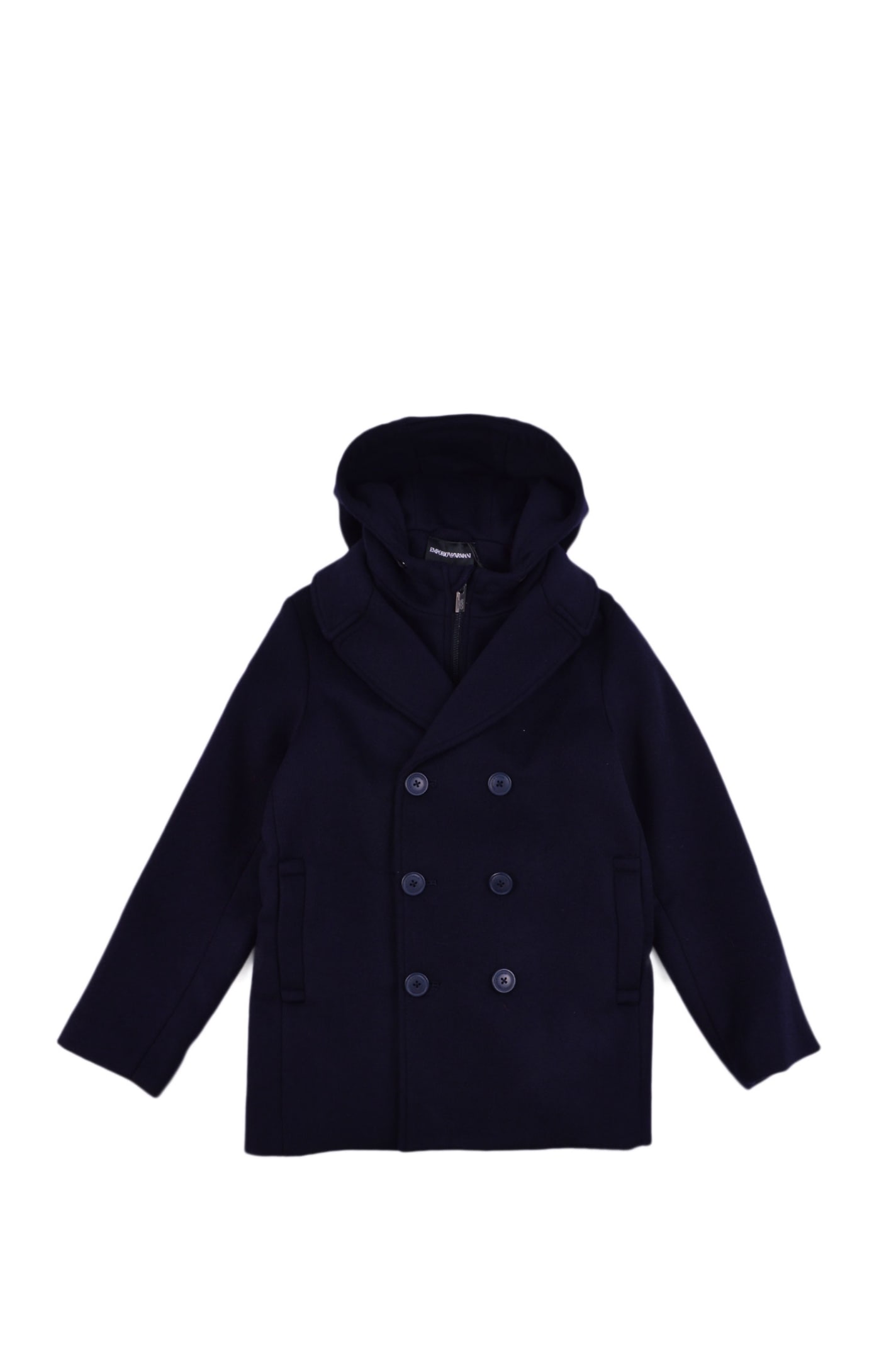 Emporio Armani Double-breasted Coat With Hood