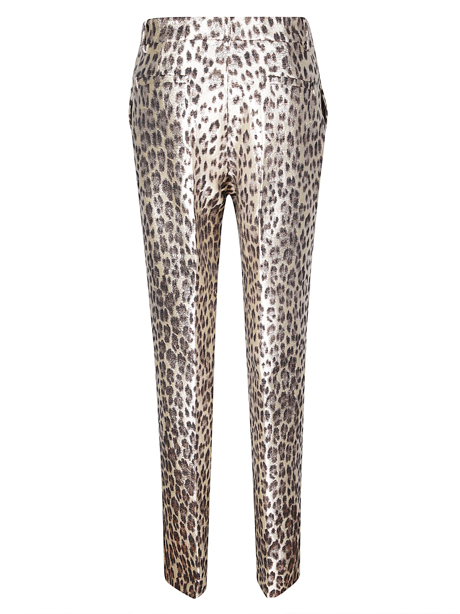 P.a.r.o.s.h Straight-leg Pants With Embroidered Animal Print In Brown