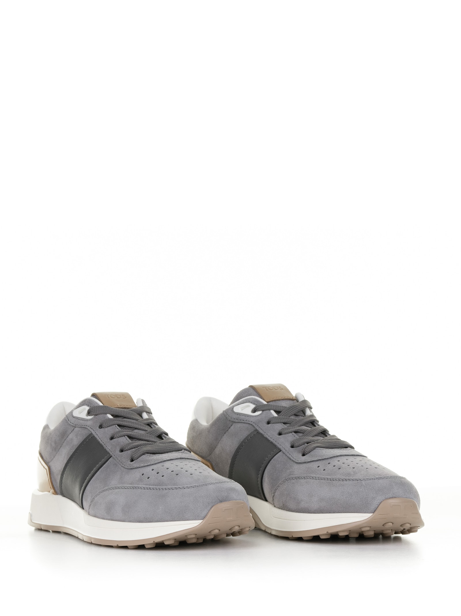 Shop Tod's Gray Suede Sneaker In Grigio
