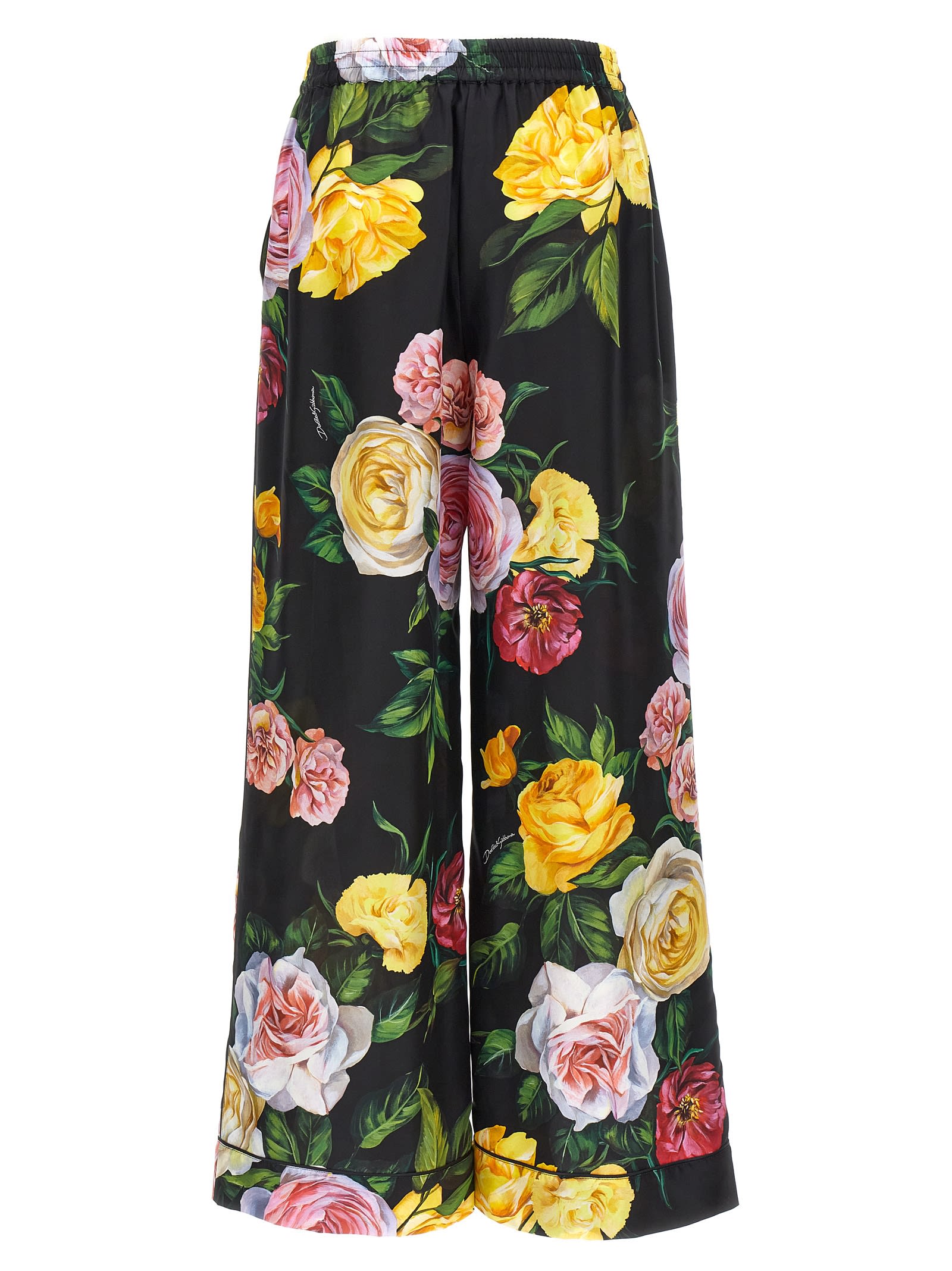 Dolce & Gabbana Peony And Roses Print Pants In Multicolor