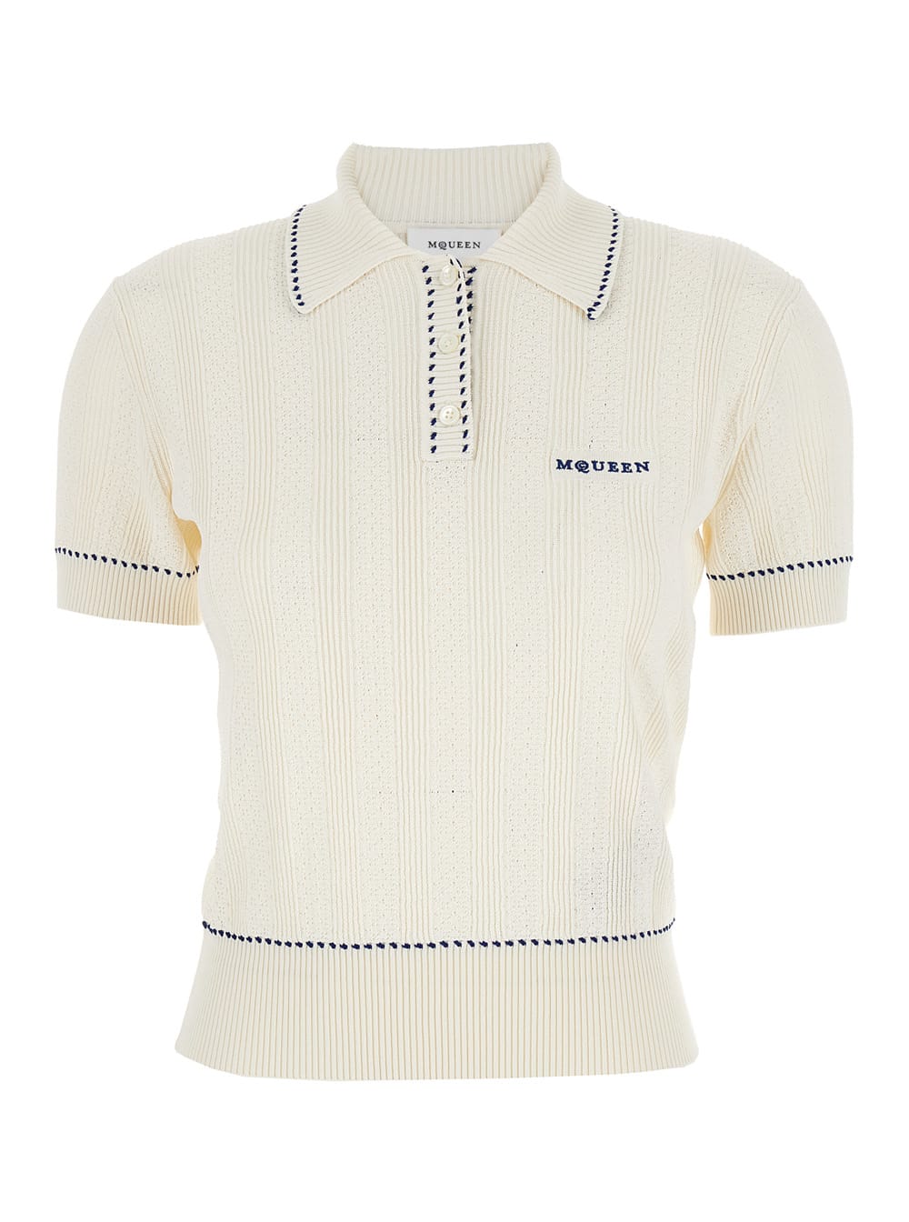 Ivory Viscose Blend Polo Shirt