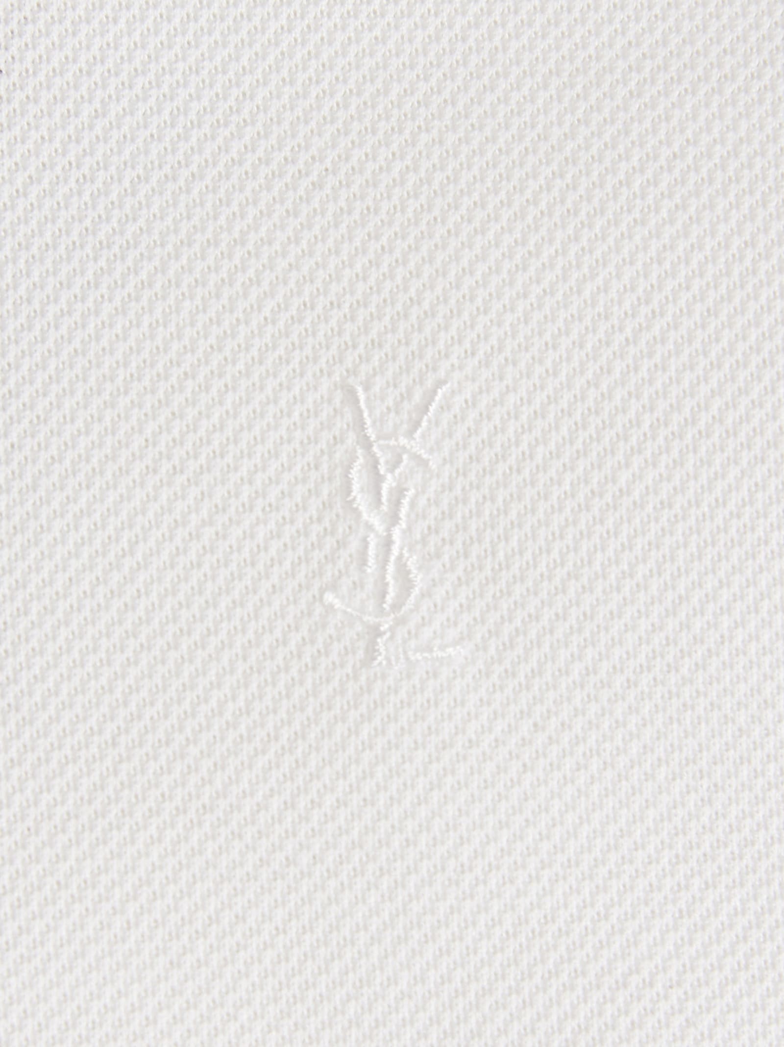Shop Saint Laurent Polo Ricamo Logo In White