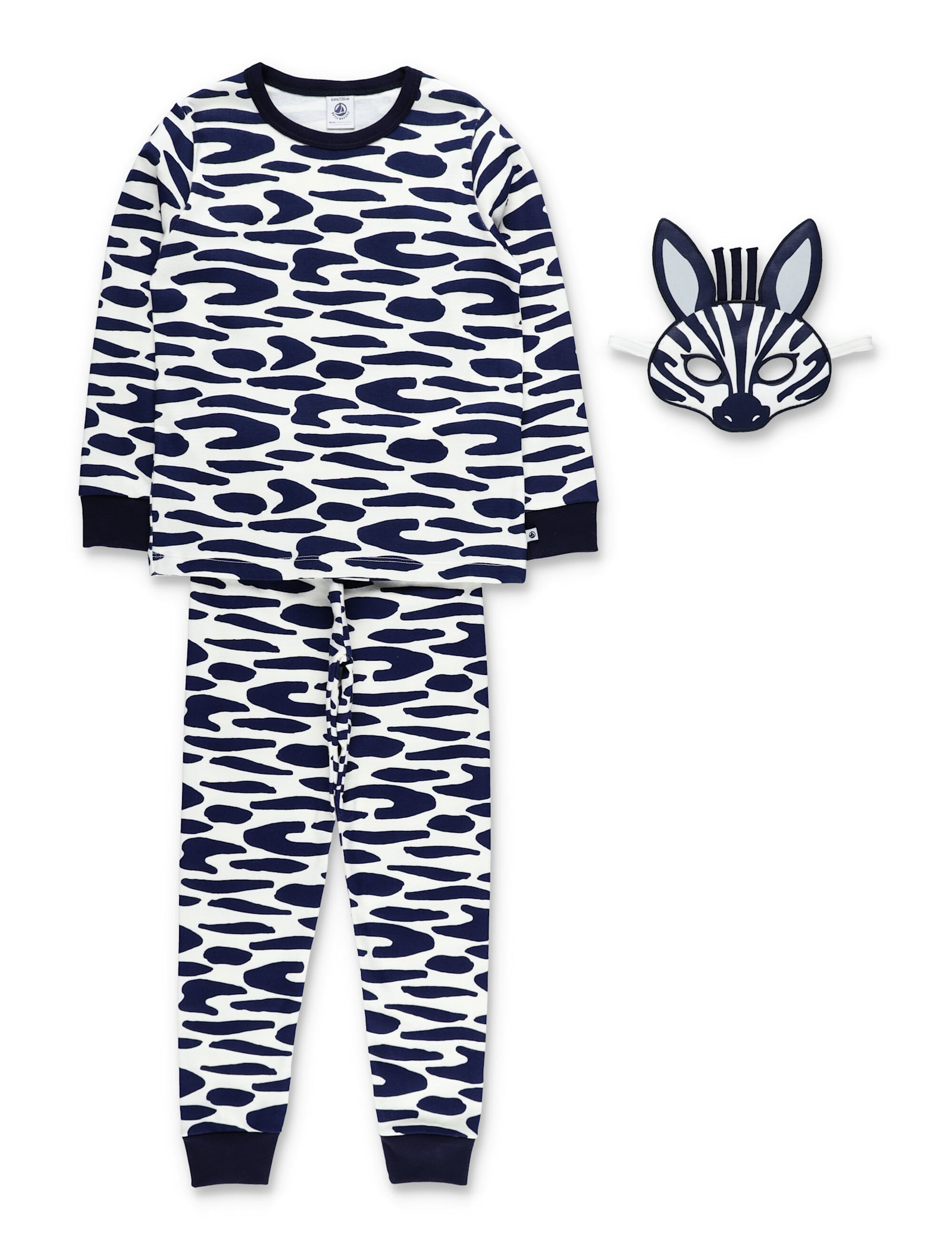 Petit Bateau Kid - Zebra Print Cotton Pyjama Set With Mask In Multi