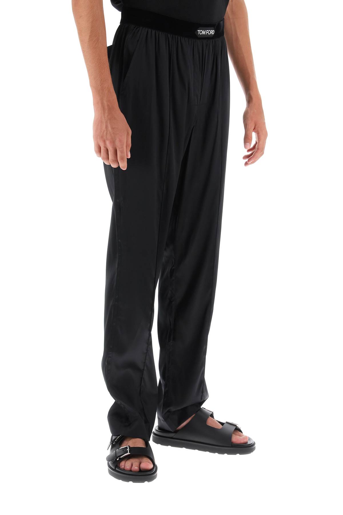 Shop Tom Ford Silk Pajama Pants In Nero (black)