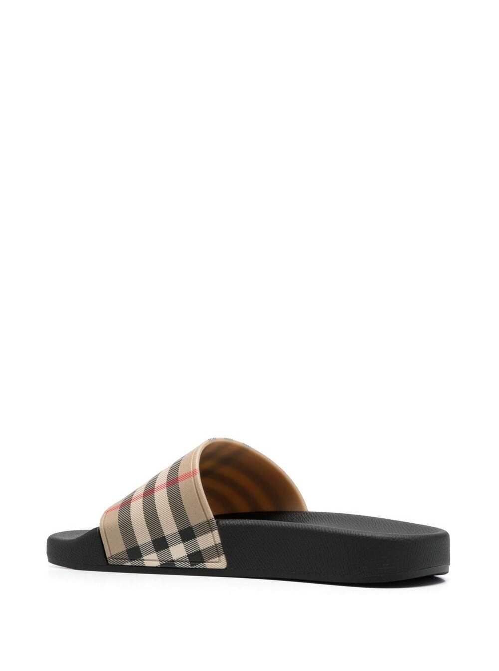 Shop Burberry Vintage Check Pattern Pool Slides In Beige