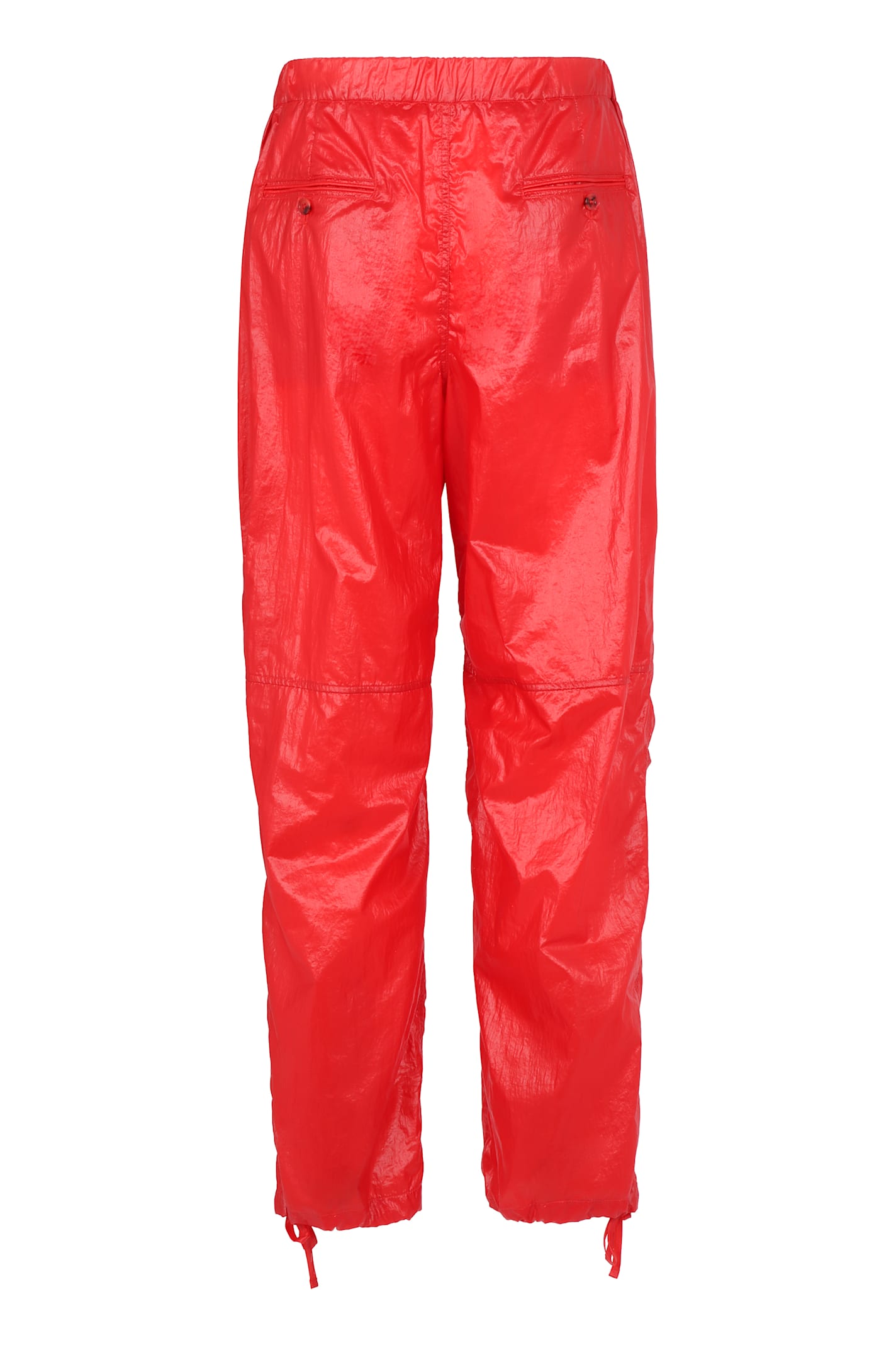 Ferragamo Nylon Cargo Pants With Drawstringed Bottom In Red