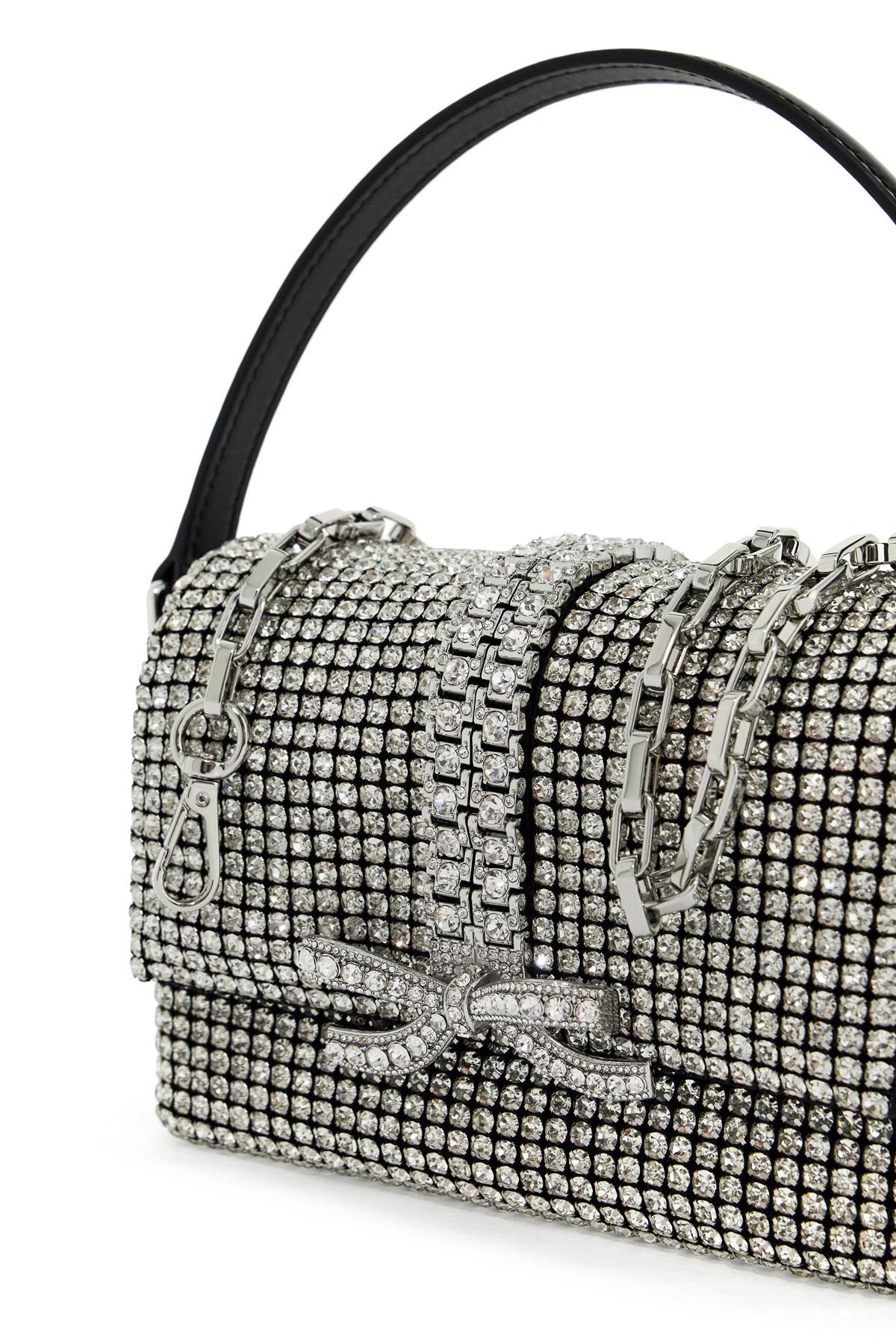 Shop Self-portrait Silver Rhinestone Chainmail Micro Handbag