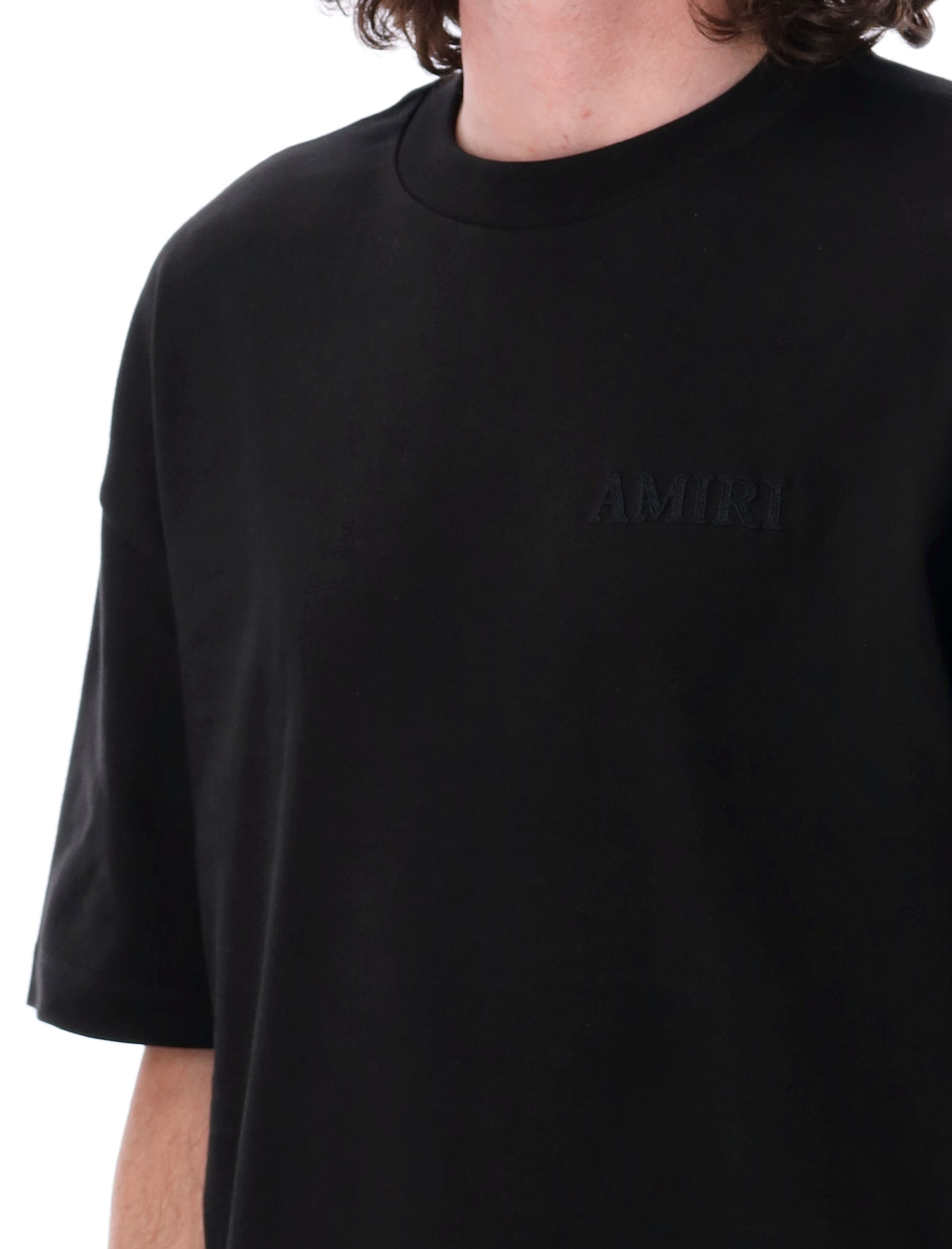 Shop Amiri Tonal Logo Over T-shirt In Black