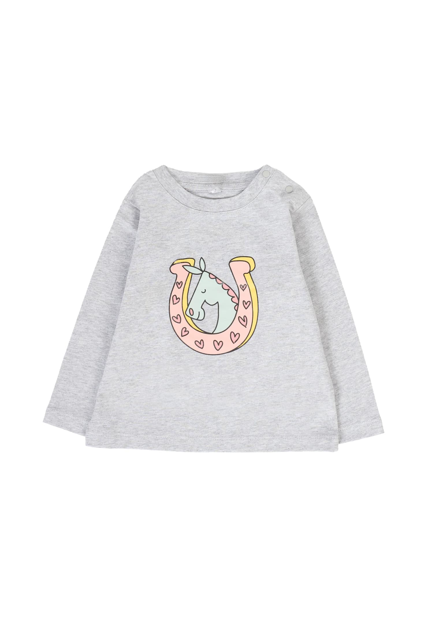 Stella Mccartney Gray T-shirt For Baby Girl With Horse In Gray