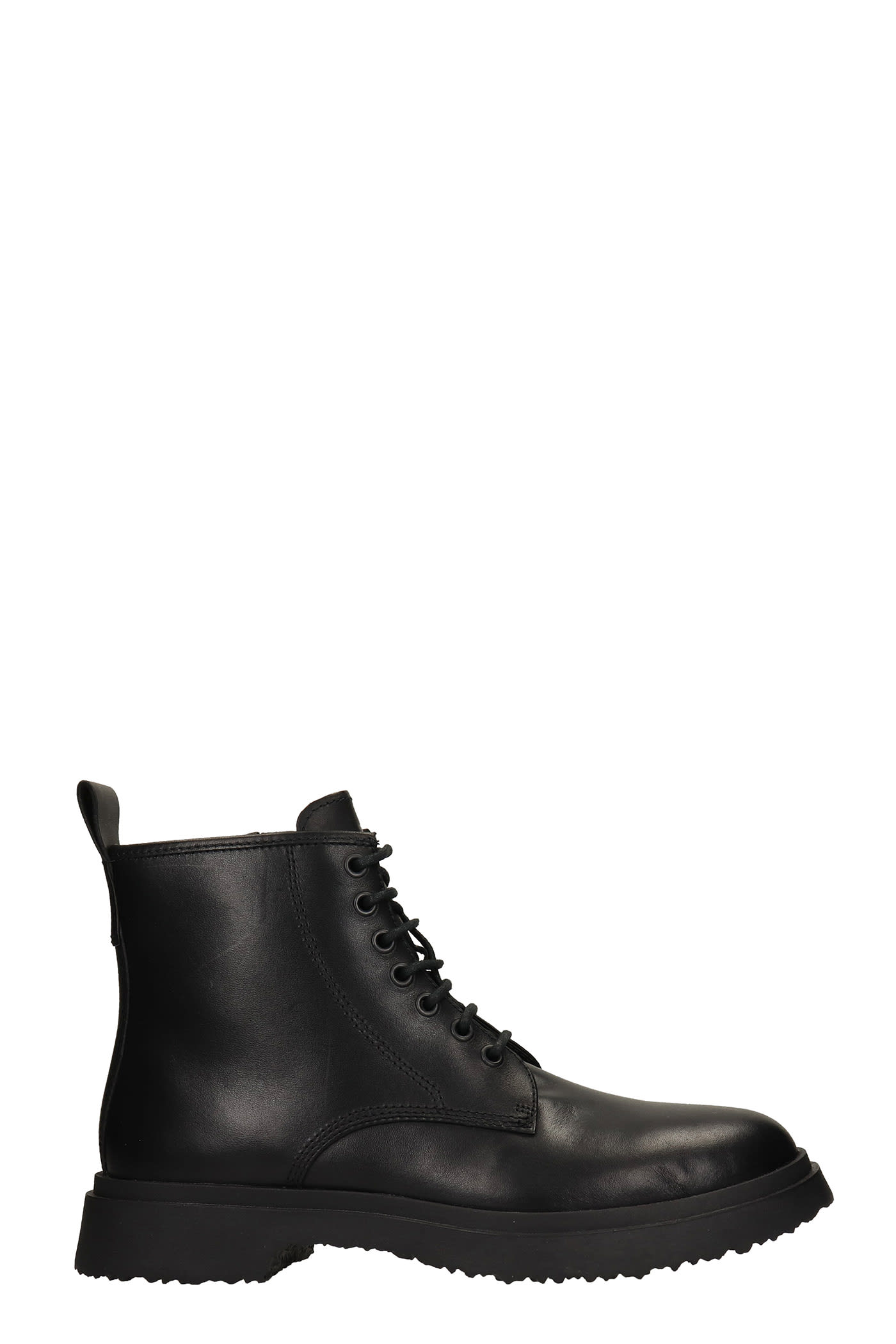 Camper Walden Combat Boots In Black Leather