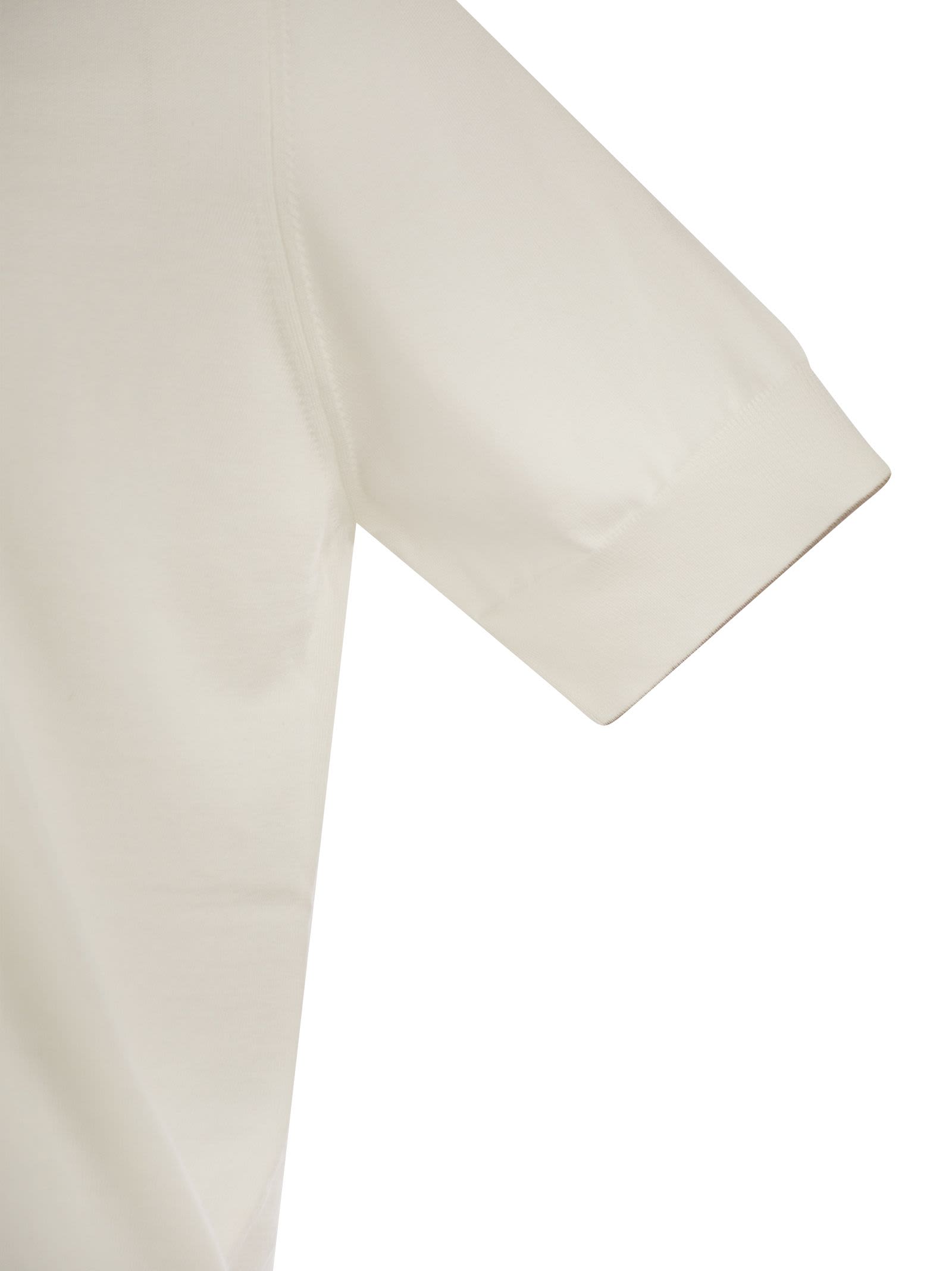 Shop Brunello Cucinelli Cotton Knit T-shirt In Cream