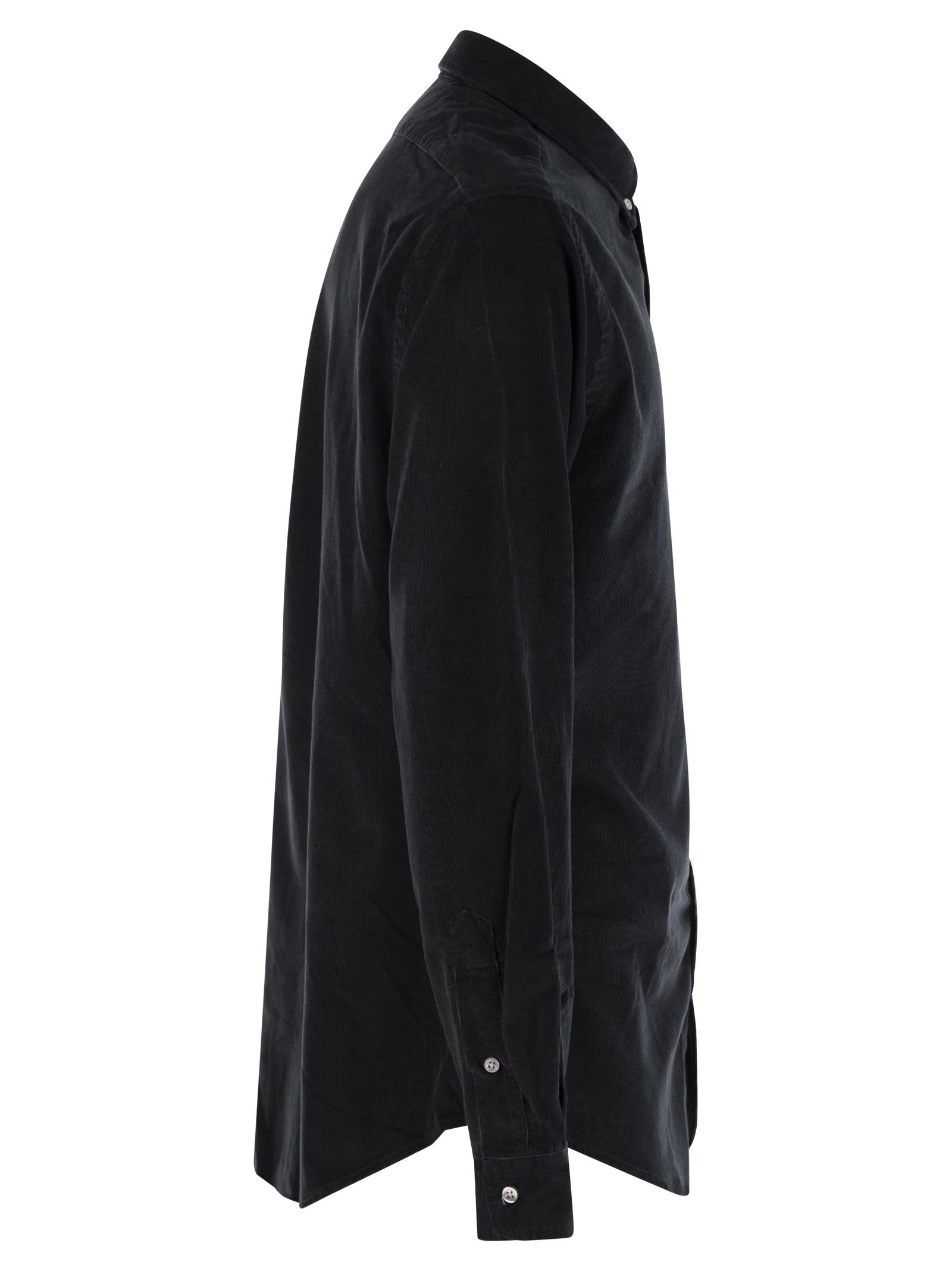 Shop Polo Ralph Lauren Slim-fit Velvet Shirt In Black