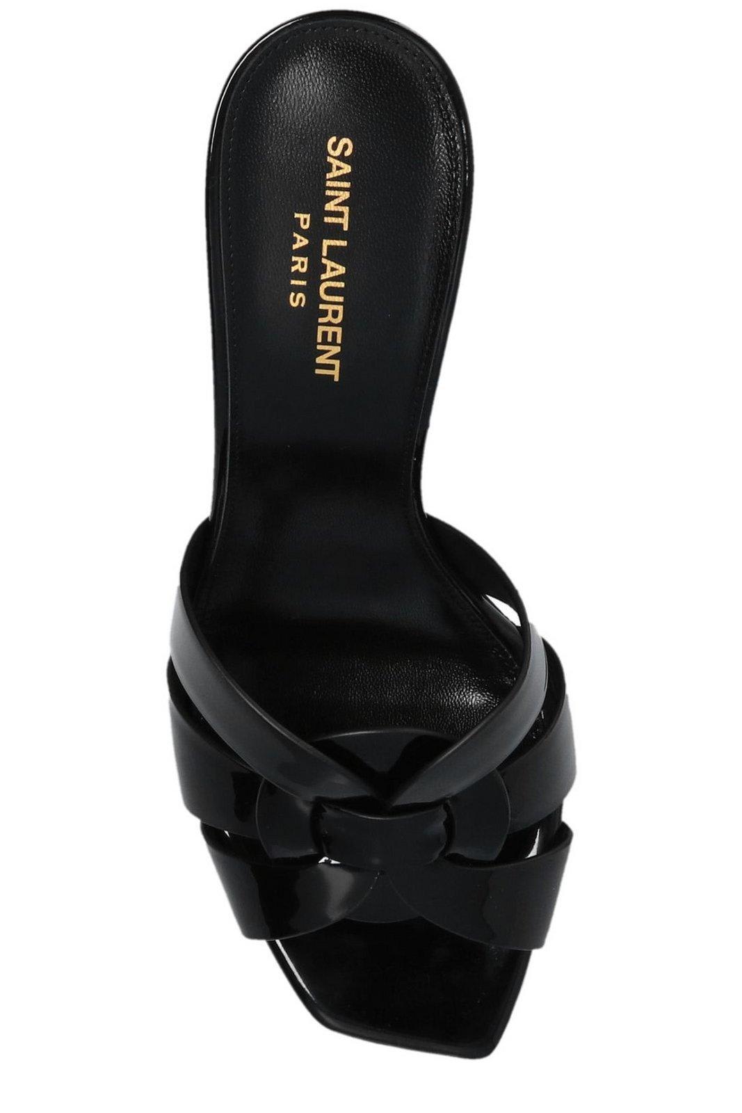 Shop Saint Laurent Tribute Slip-on Sandals In Black