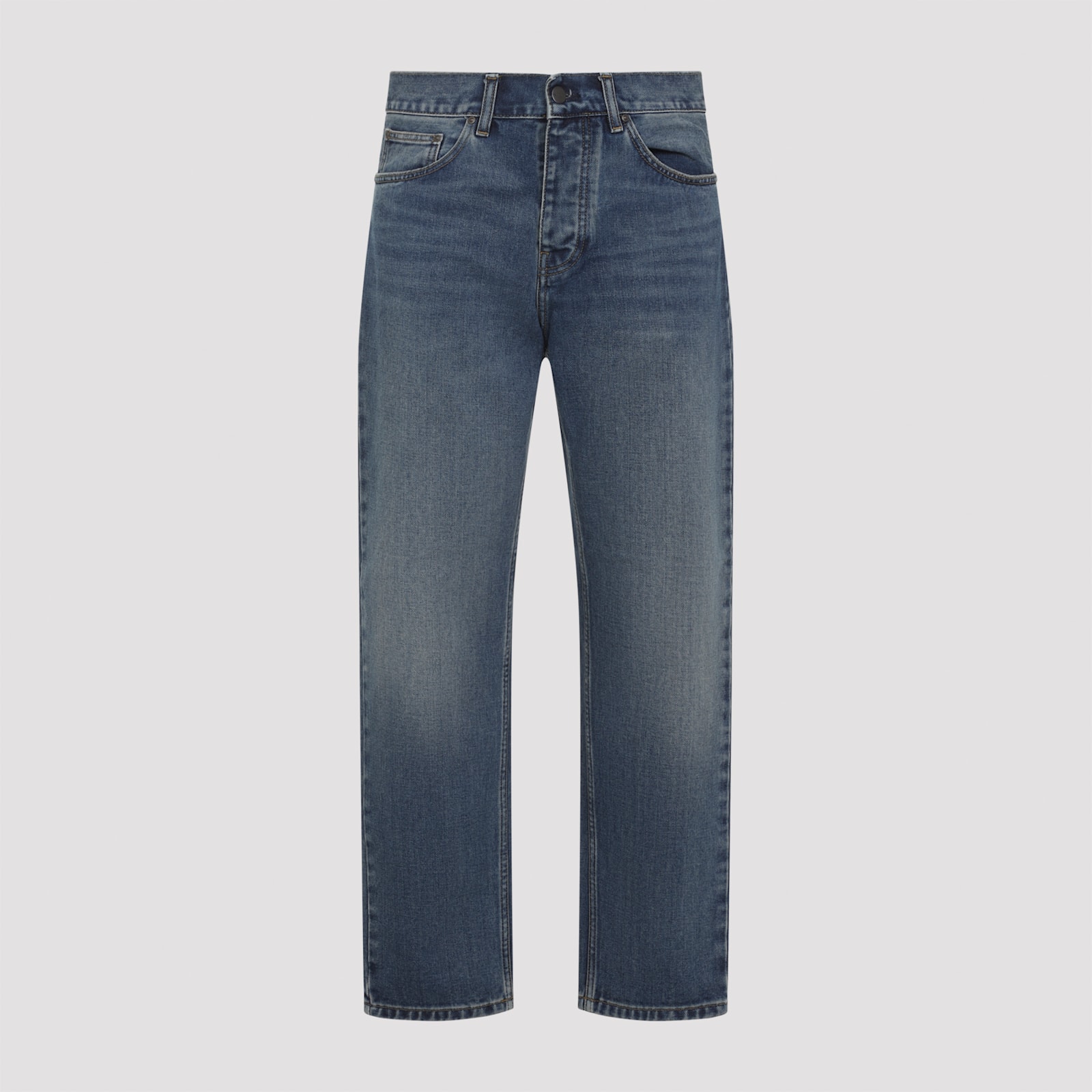 Carhartt Wip Mid-rise Organic Cotton Trousers In Blue