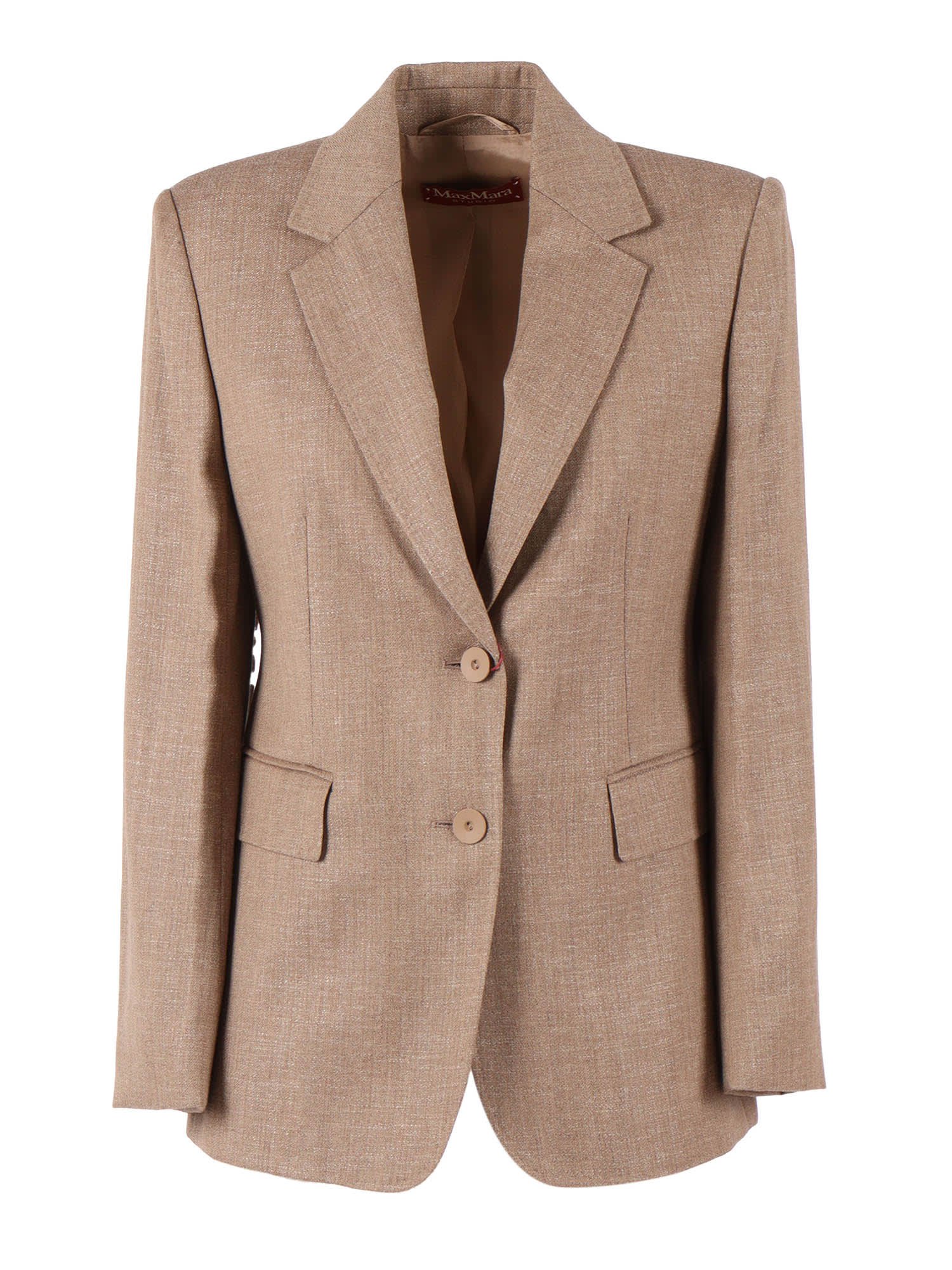 Max Mara Wool-blend Twill Blazer In Brown