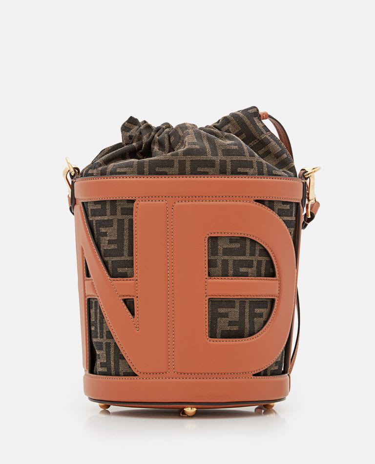 Shop Fendi Ff Leather Bucket Bag In Len Brandy Tobacco Moro