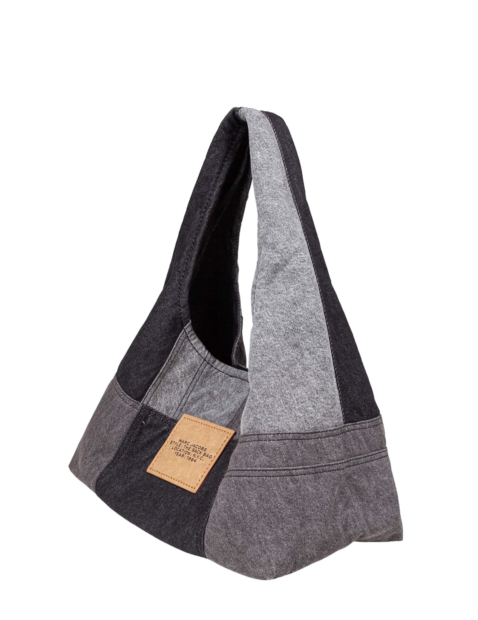 Marc Jacobs Patchwork Cotton Shoulder Bag With Top Handle In Gray