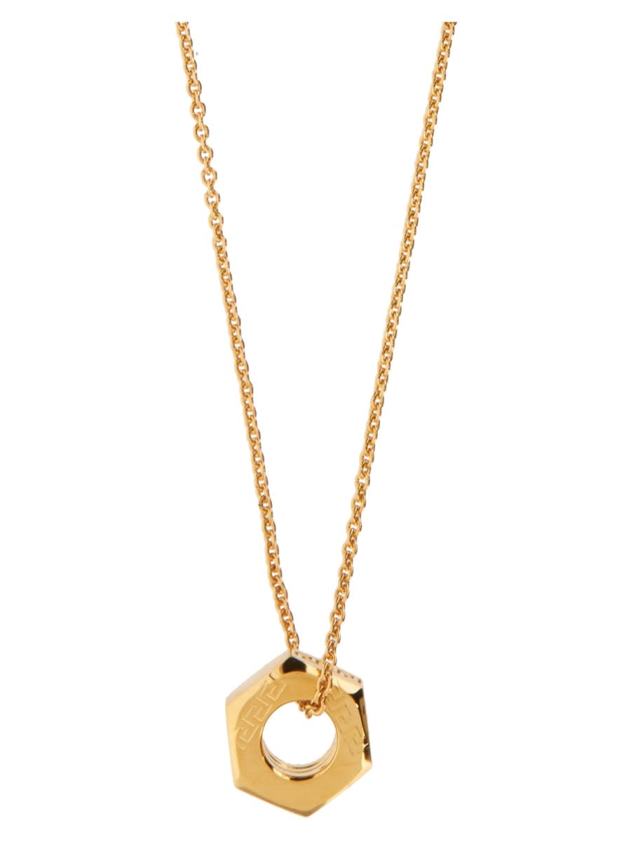 Shop Versace Greek Nuts & Bolts Necklace In Gold