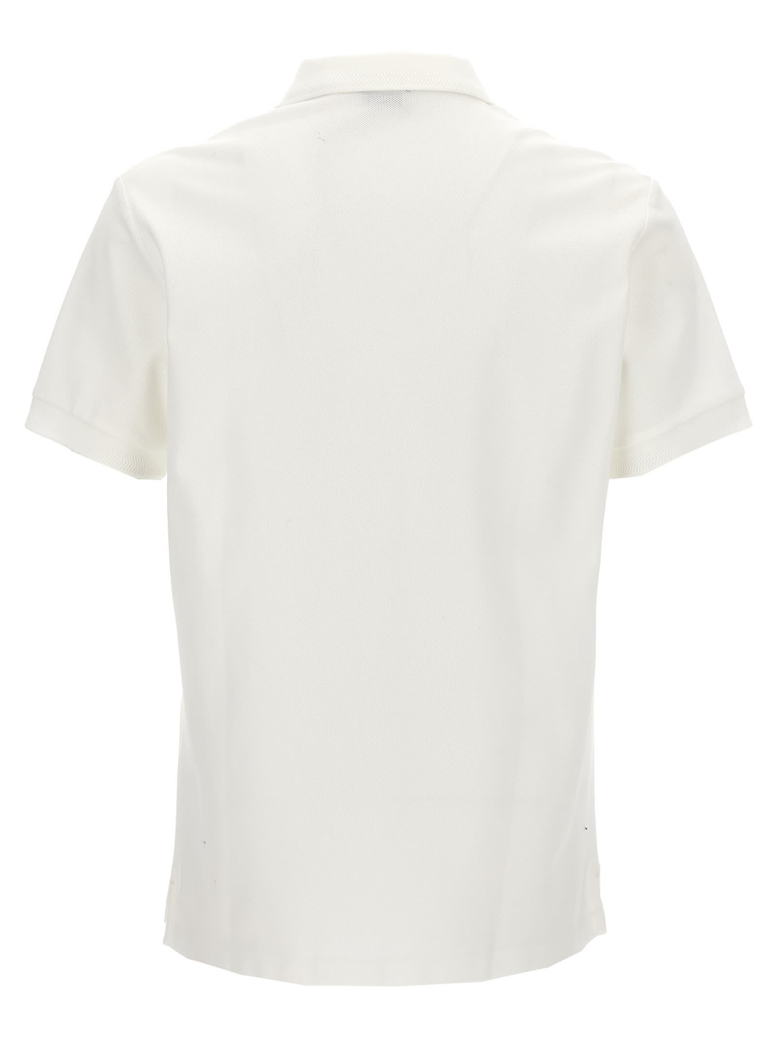 Shop Burberry Logo Embroidery Polo Shirt In White