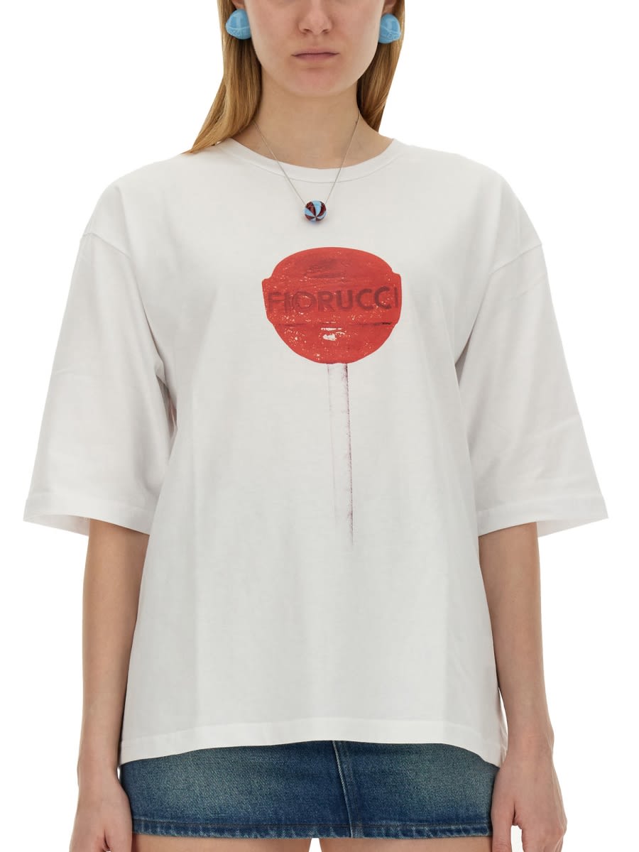 Shop Fiorucci Lollipop Print T-shirt In White