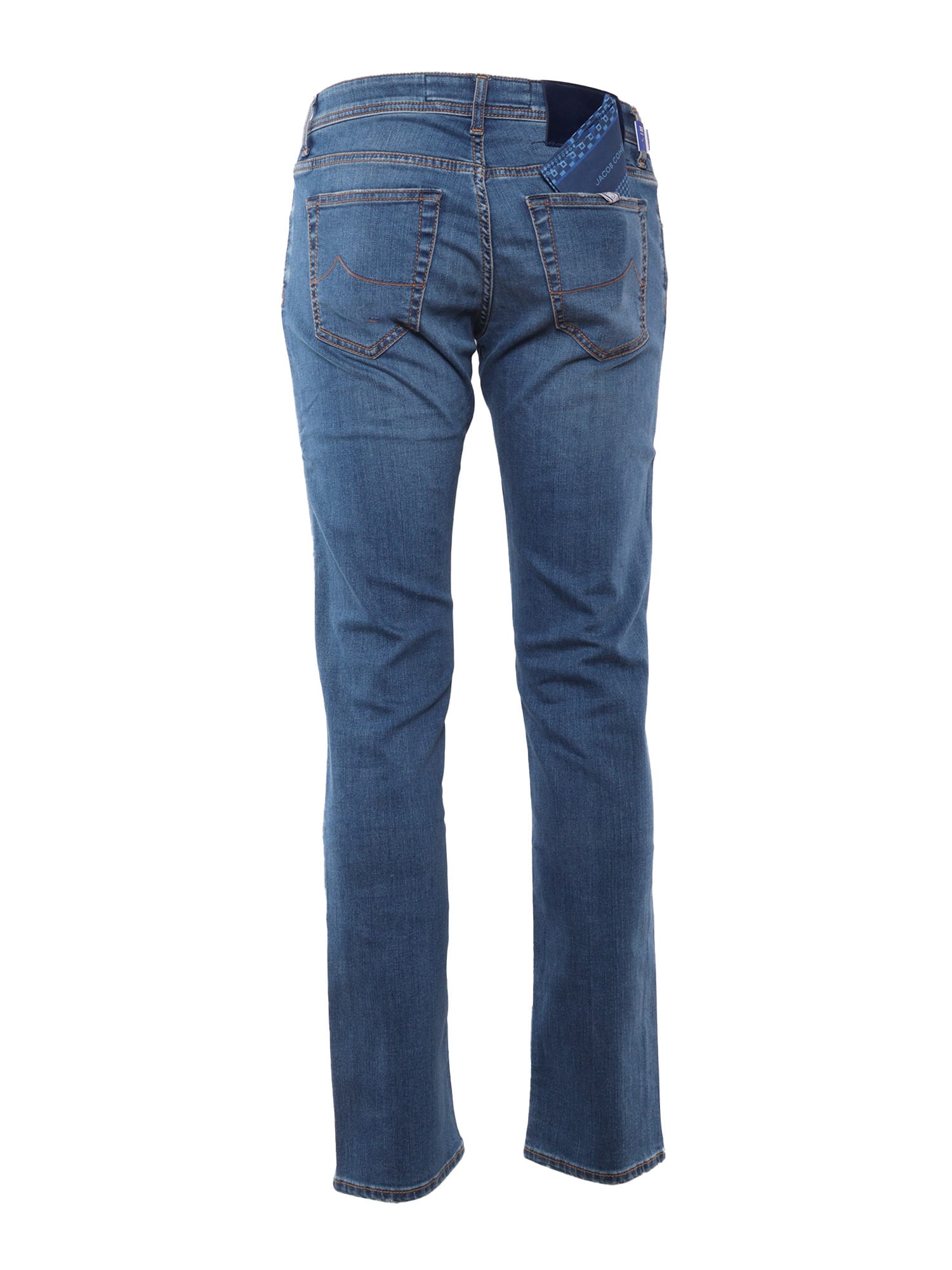 Jacob Cohen Denim Trousers With Belt Loops And Contrast Stitching In Multicolor