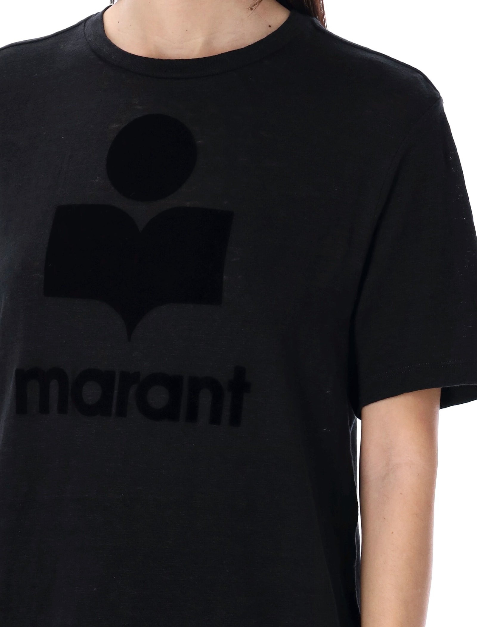 Isabel Marant Étoile Marant Etoile Koldi Logo Cotton T Shirt In Black