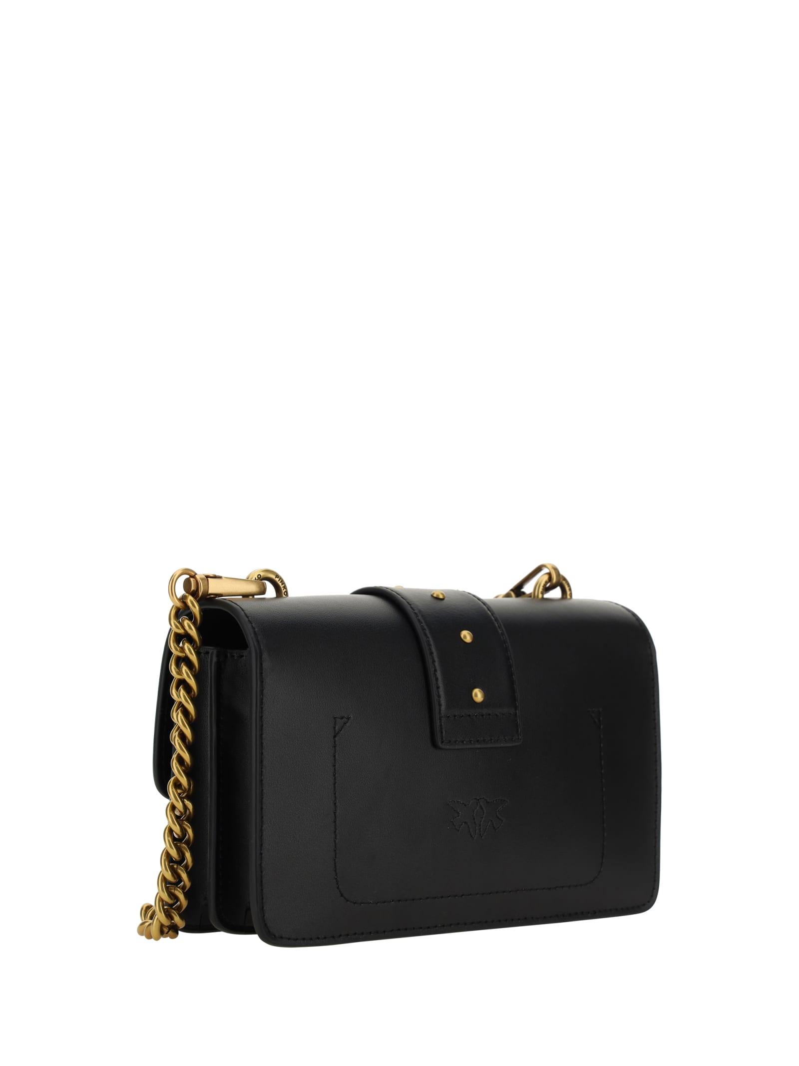 Shop Pinko Love One Mini Shoulder Bag In Black