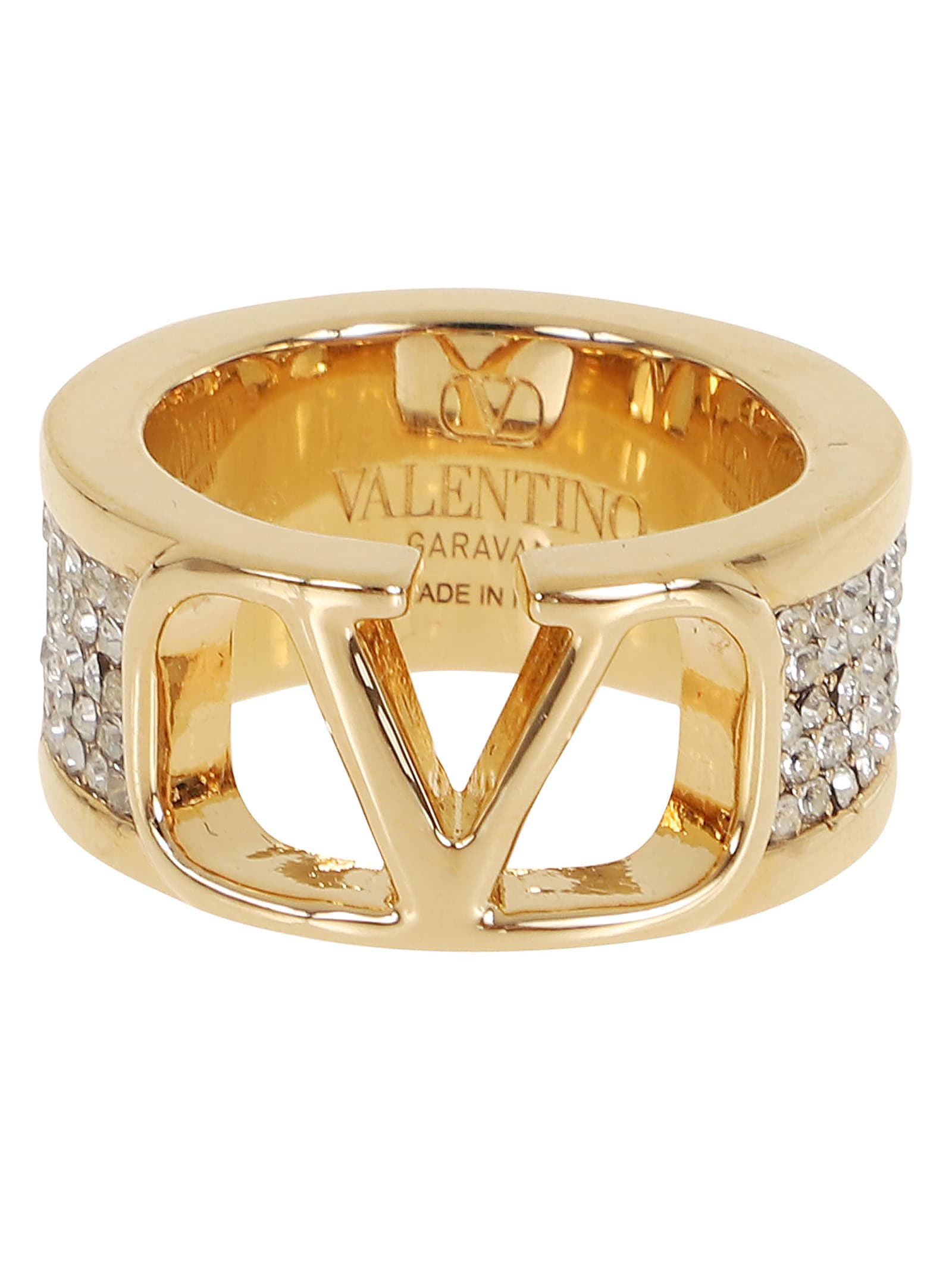 Valentino Garavani Ring Vlogo Signature Strass In Gold