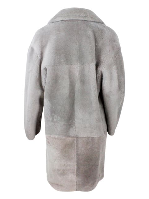 Fabiana Filippi Leather Coat In Gray