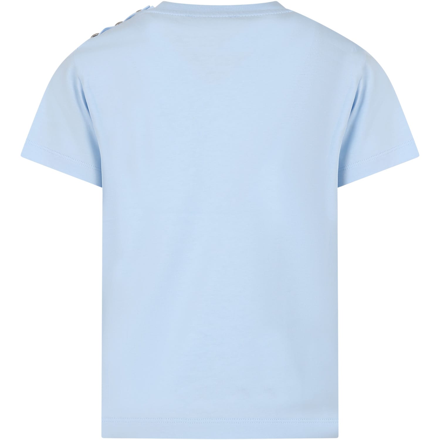 Shop Balmain Light Blue T-shirt For Kids With Logo