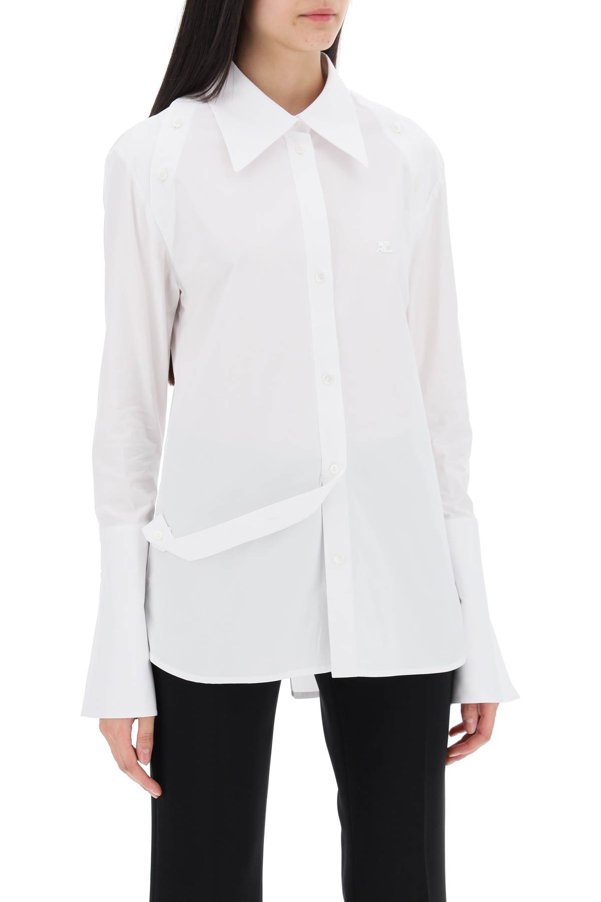 Shop Courrèges Modular Cotton Poplin Shirt In Heritage White (white)